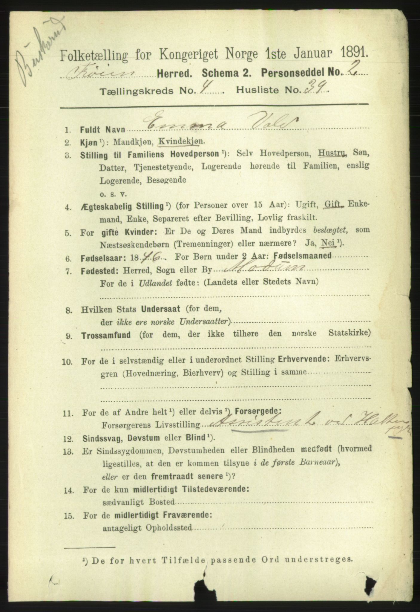 RA, 1891 census for 1619 Frøya, 1891, p. 3232