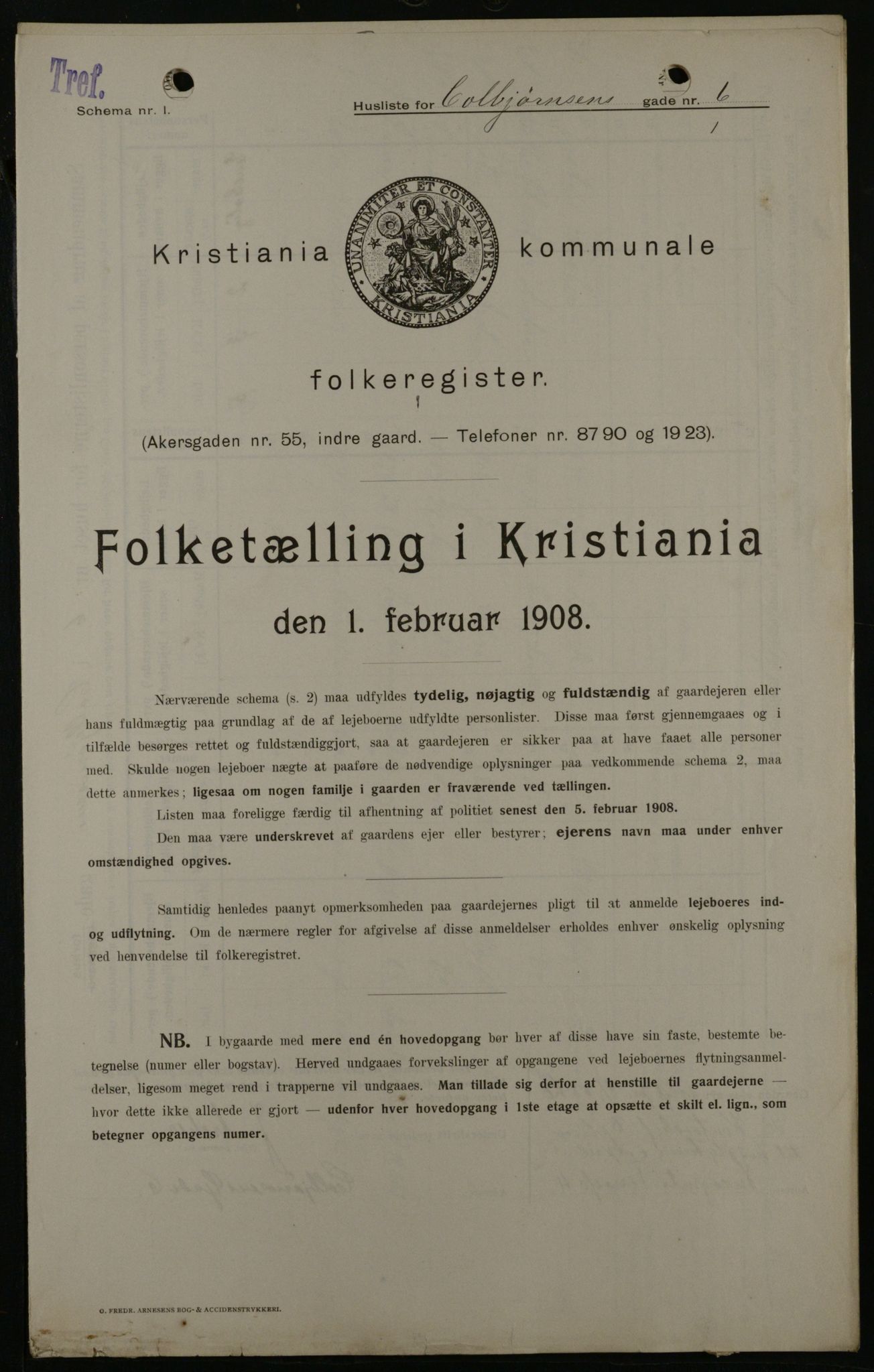 OBA, Municipal Census 1908 for Kristiania, 1908, p. 12100