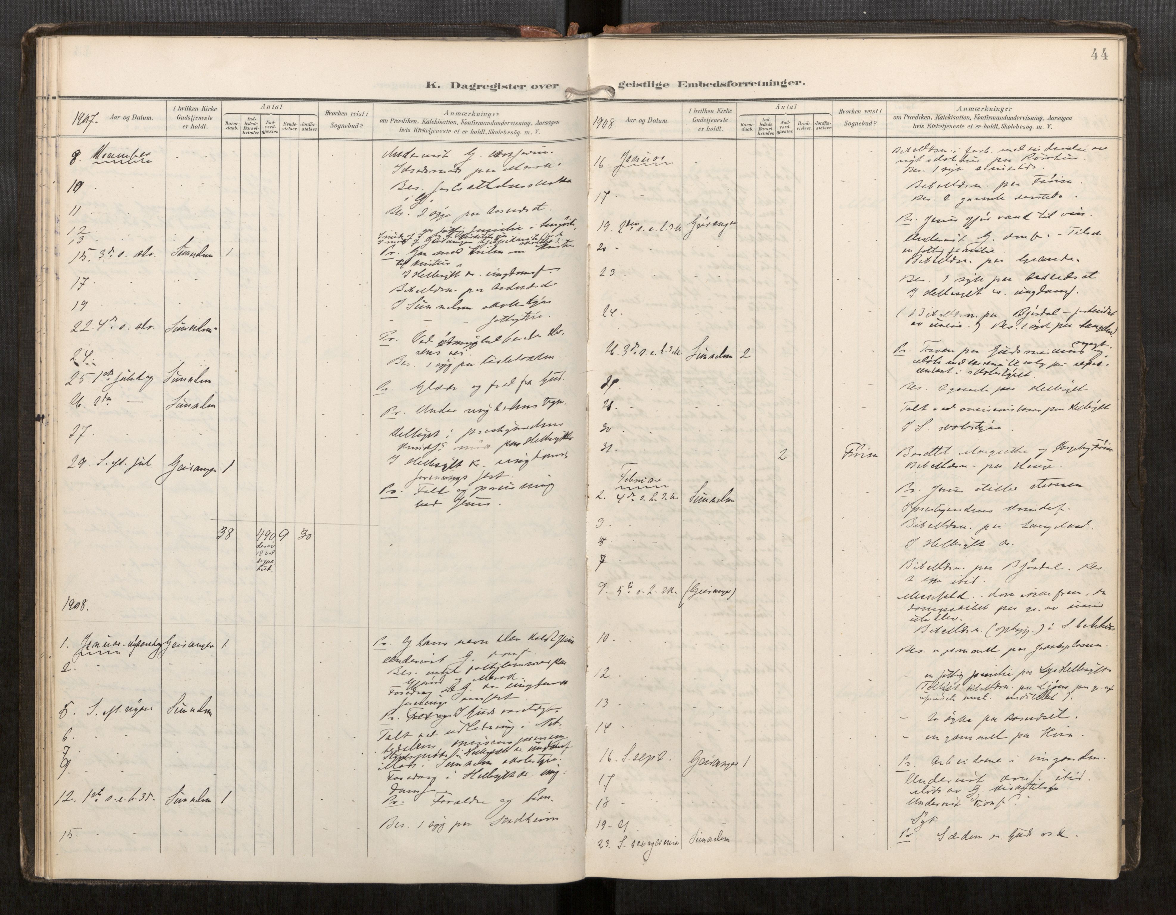 Sunnylven sokneprestkontor, SAT/A-1007: Parish register (official) no. 517A11, 1899-1925, p. 44