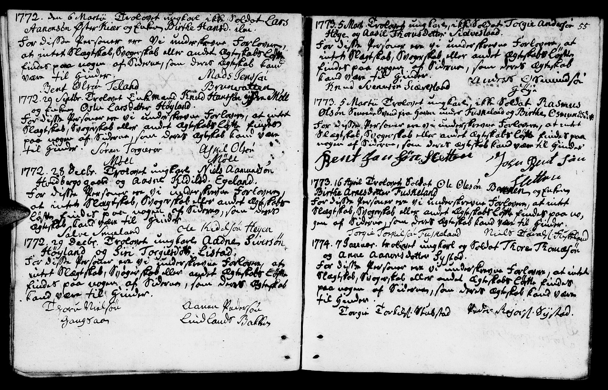Mandal sokneprestkontor, SAK/1111-0030/F/Fa/Fab/L0001: Parish register (official) no. A 1, 1720-1793, p. 55