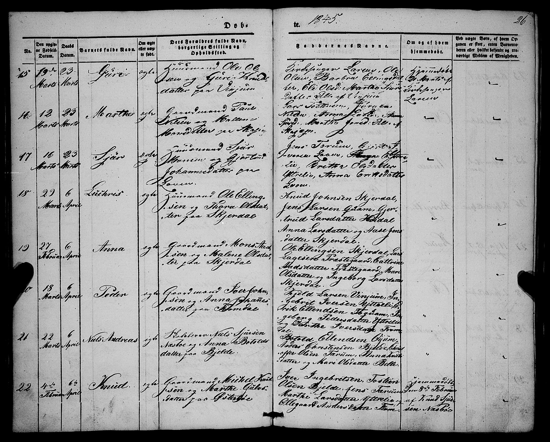 Aurland sokneprestembete, AV/SAB-A-99937/H/Ha/Haa/L0007: Parish register (official) no. A 7, 1842-1853, p. 26