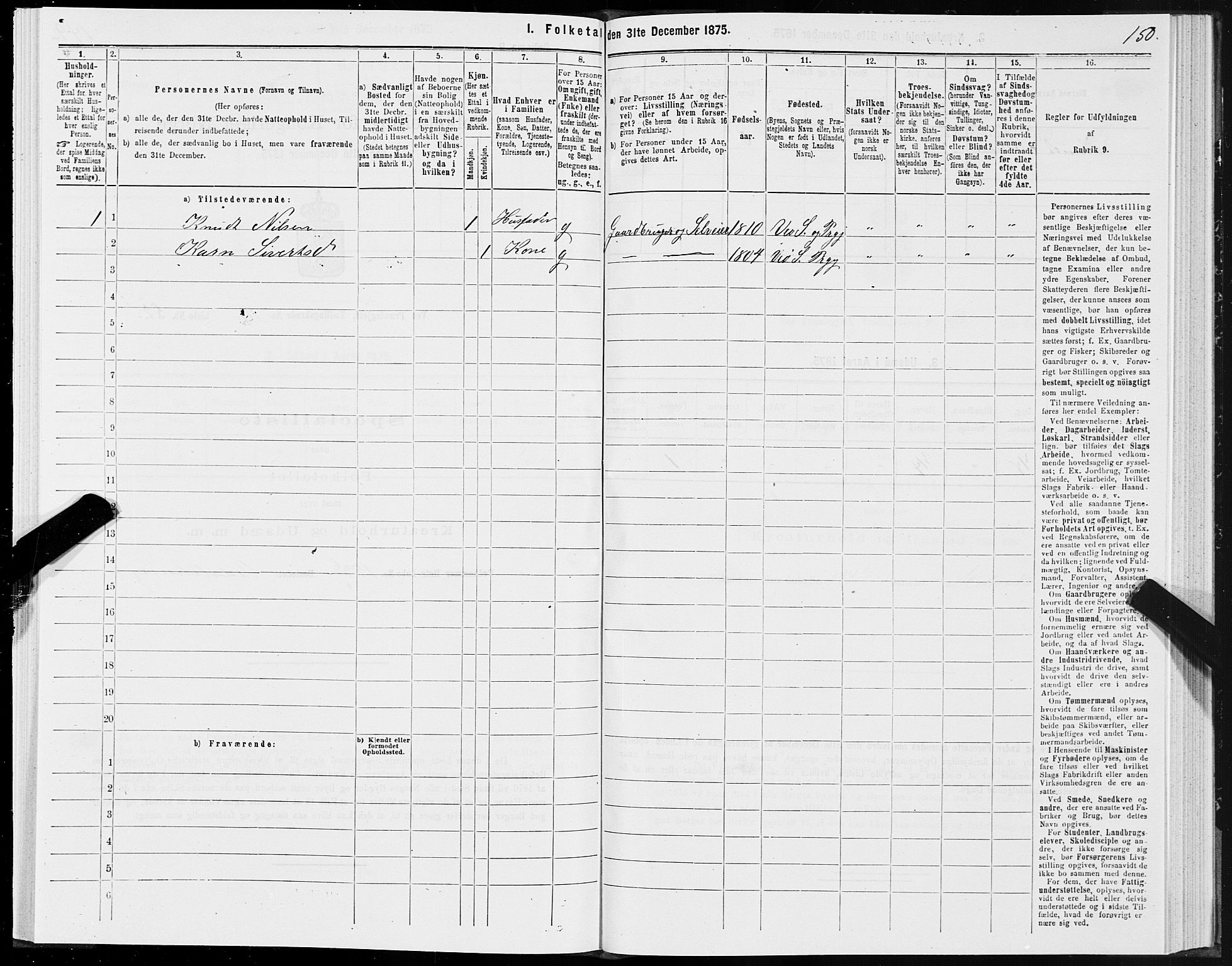 SAT, 1875 census for 1541P Veøy, 1875, p. 1150