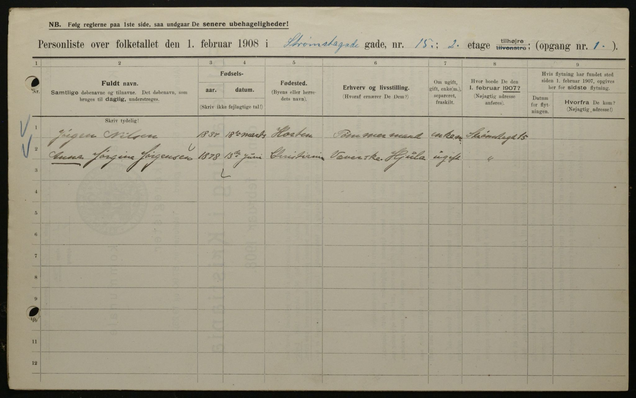 OBA, Municipal Census 1908 for Kristiania, 1908, p. 93466