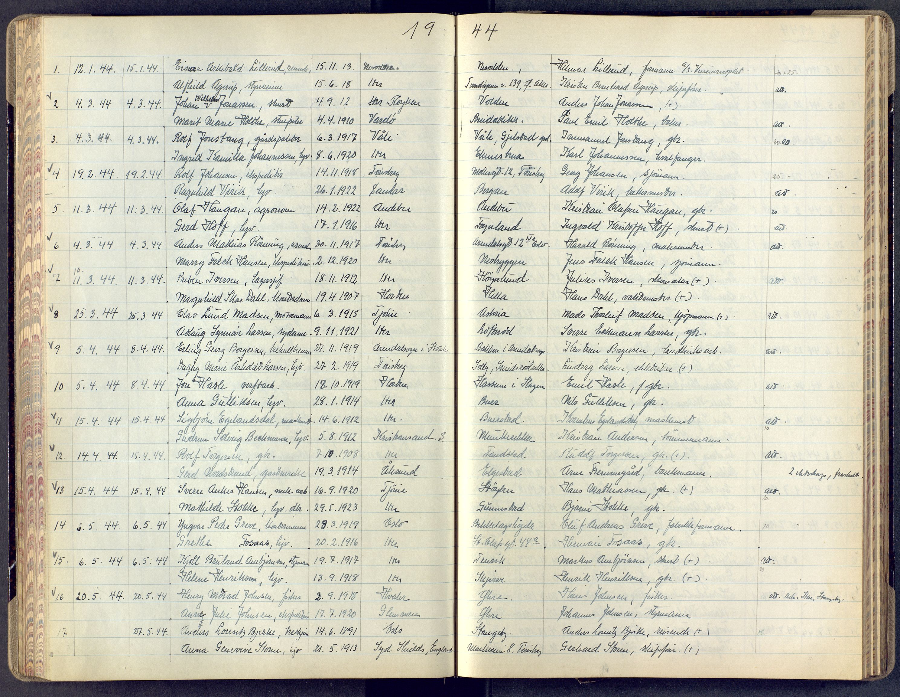 Nøtterøy kirkebøker, SAKO/A-354/F/Fa/L0013: Parish register (official) no. I 13, 1942-1945