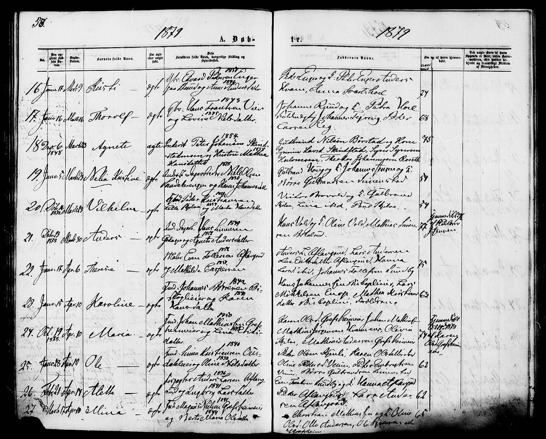 Nes prestekontor, Hedmark, SAH/PREST-020/K/Ka/L0005: Parish register (official) no. 5, 1872-1886, p. 58