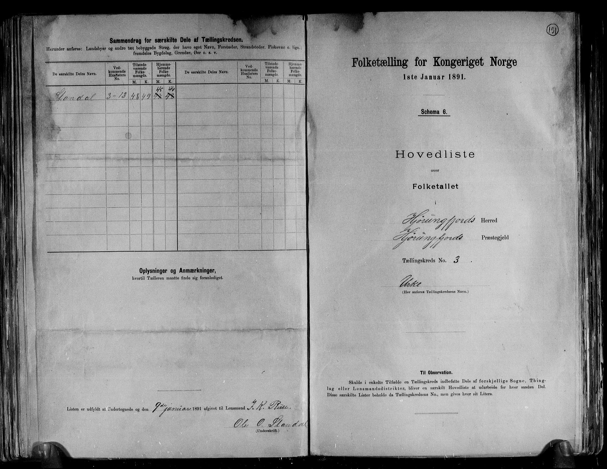 RA, 1891 census for 1522 Hjørundfjord, 1891, p. 9