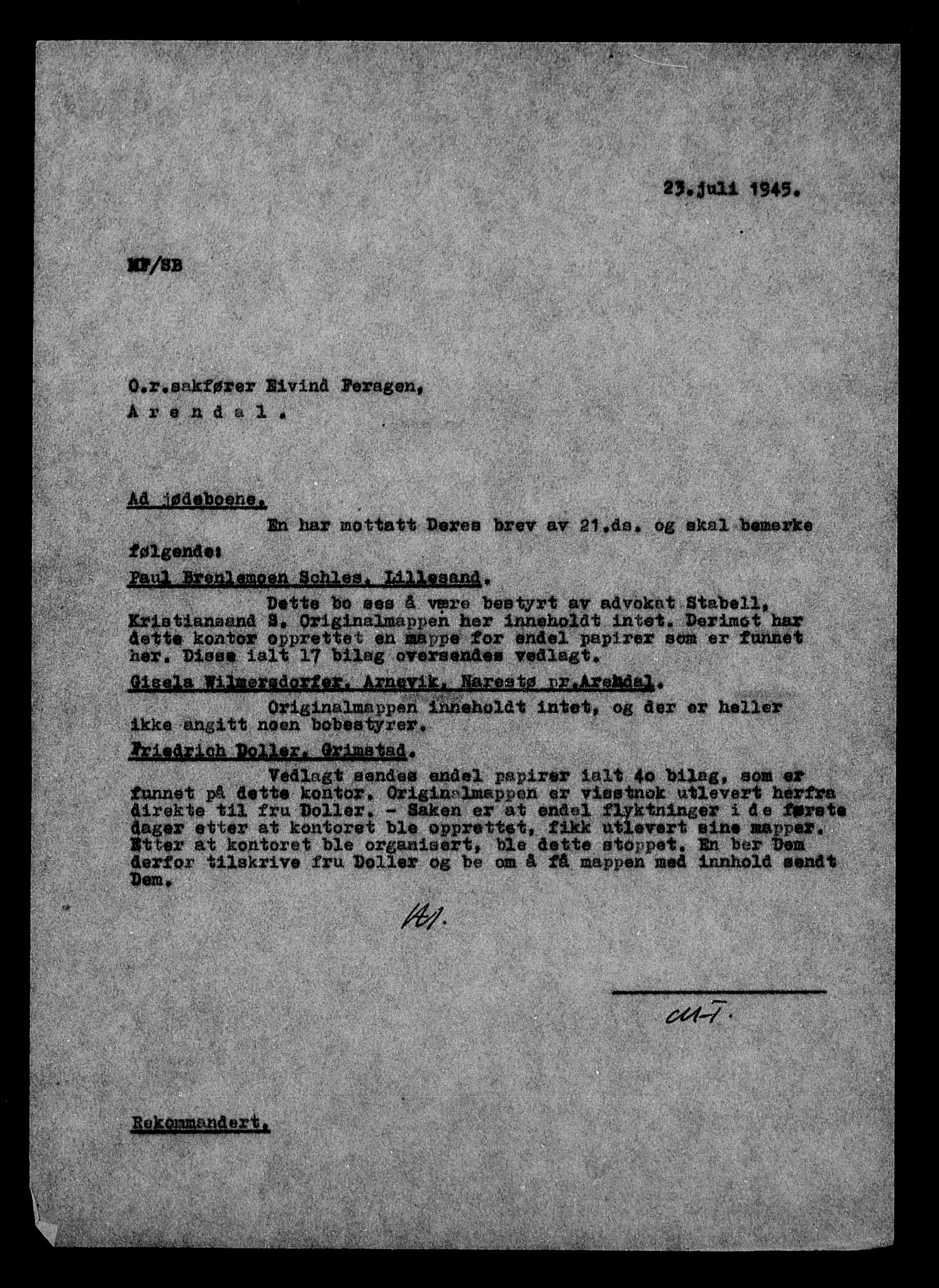 Justisdepartementet, Tilbakeføringskontoret for inndratte formuer, AV/RA-S-1564/H/Hc/Hcd/L1006: --, 1945-1947, p. 17