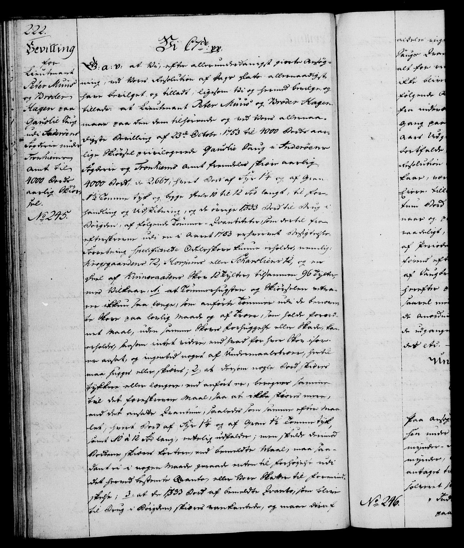 Rentekammeret, Kammerkanselliet, RA/EA-3111/G/Gg/Gga/L0013: Norsk ekspedisjonsprotokoll med register (merket RK 53.13), 1784-1787, p. 222