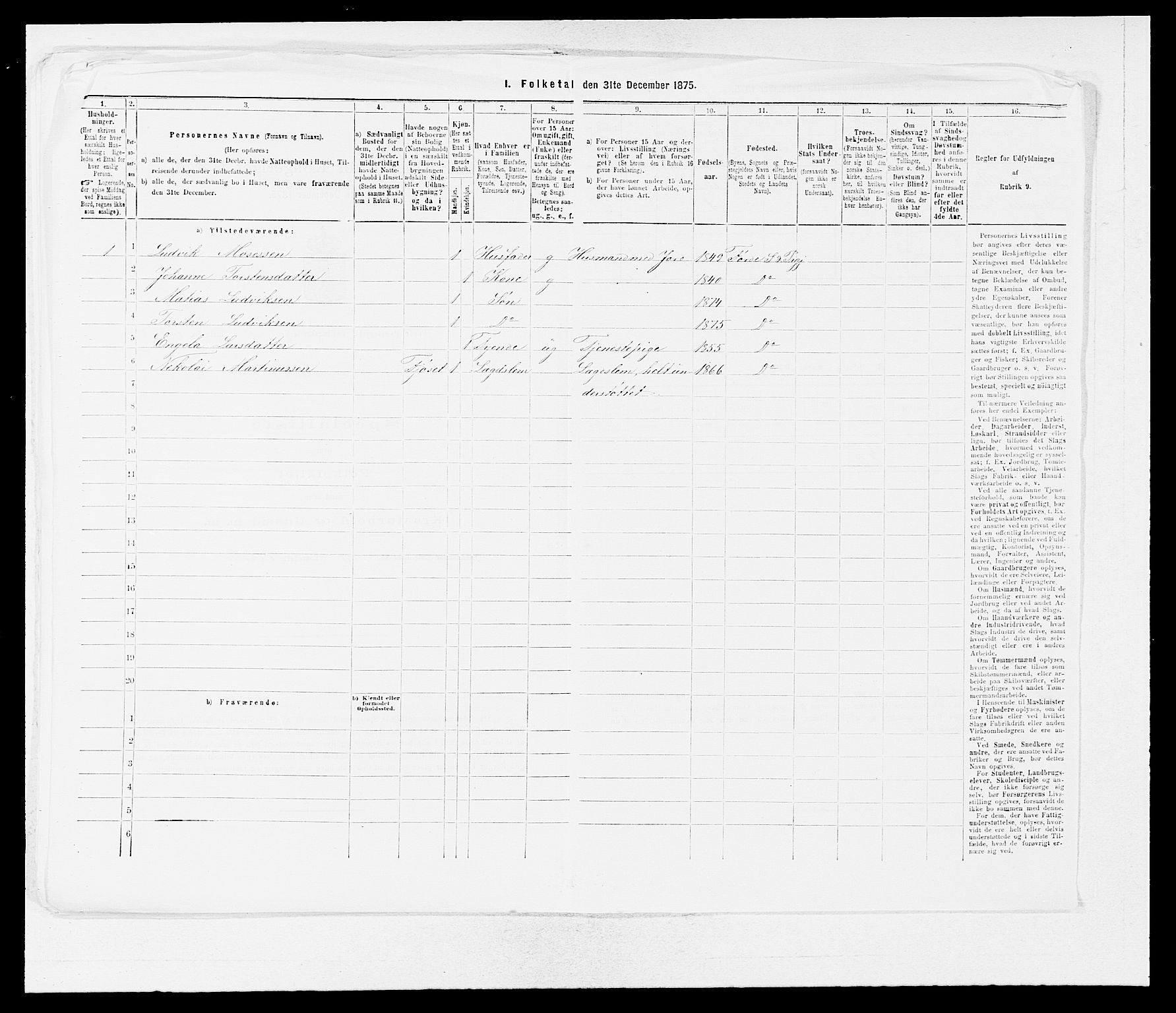 SAB, 1875 census for 1432P Førde, 1875, p. 607