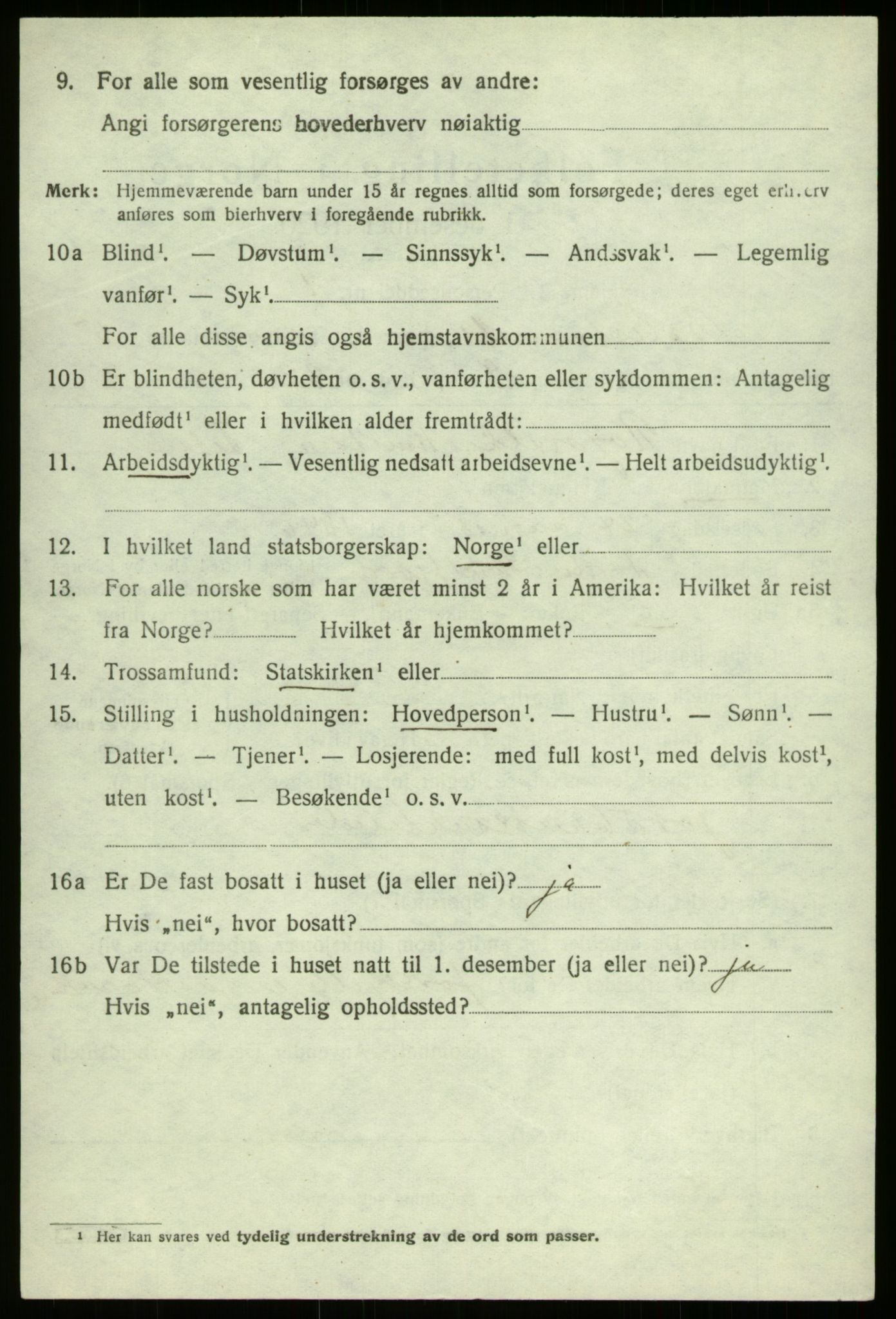 SAB, 1920 census for Balestrand, 1920, p. 2853
