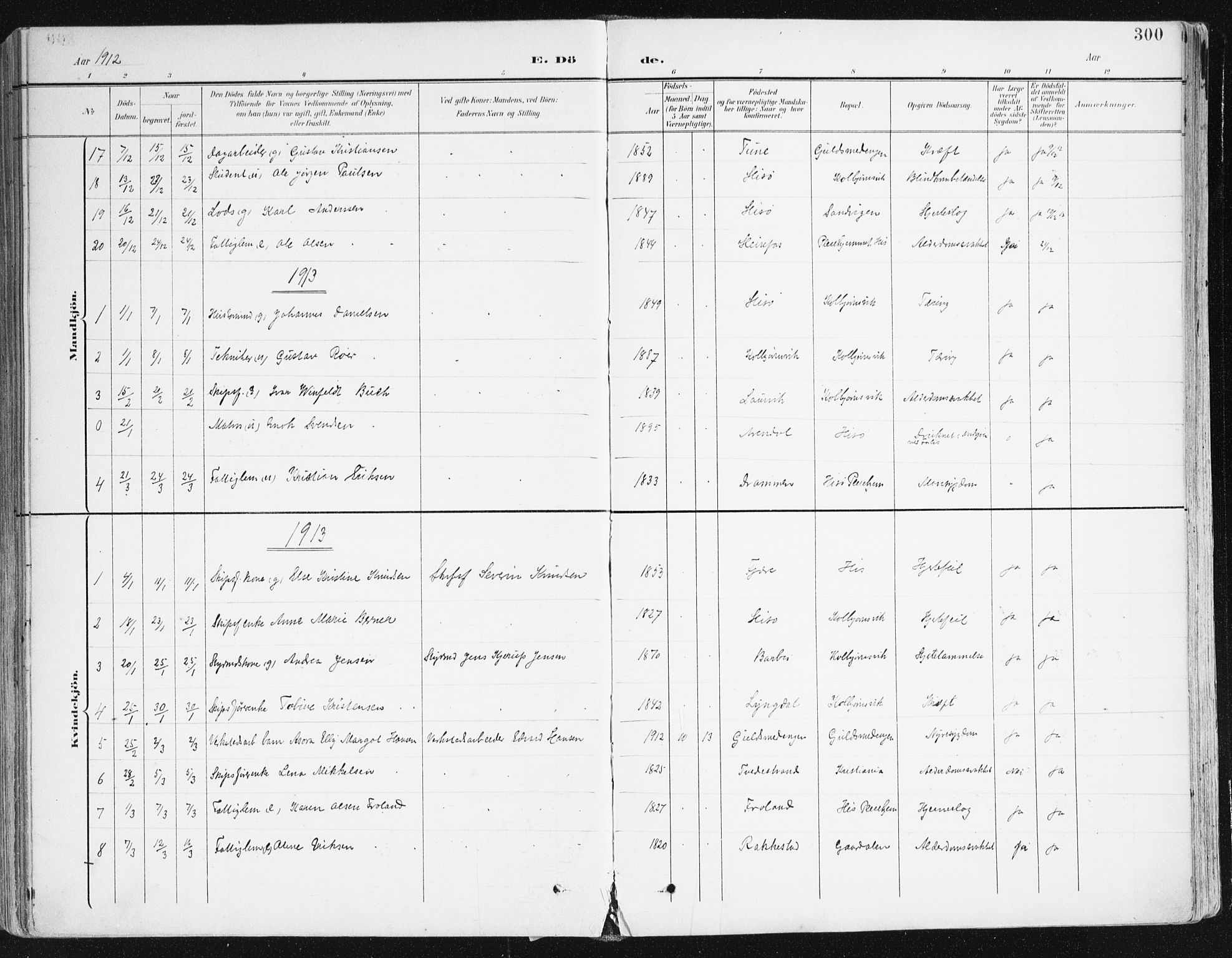 Hisøy sokneprestkontor, AV/SAK-1111-0020/F/Fa/L0004: Parish register (official) no. A 4, 1895-1917, p. 300