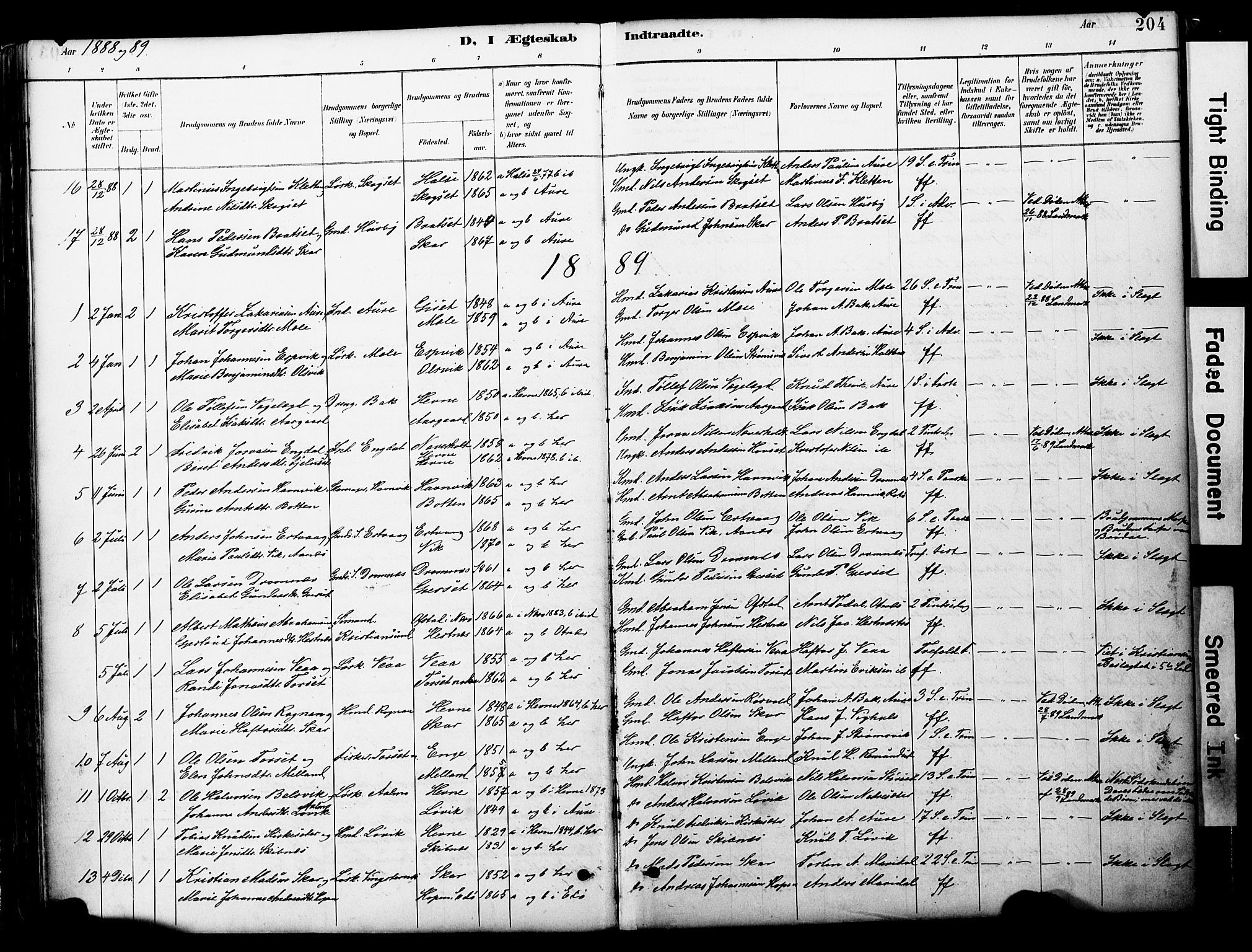 Ministerialprotokoller, klokkerbøker og fødselsregistre - Møre og Romsdal, AV/SAT-A-1454/578/L0907: Parish register (official) no. 578A06, 1887-1904, p. 204