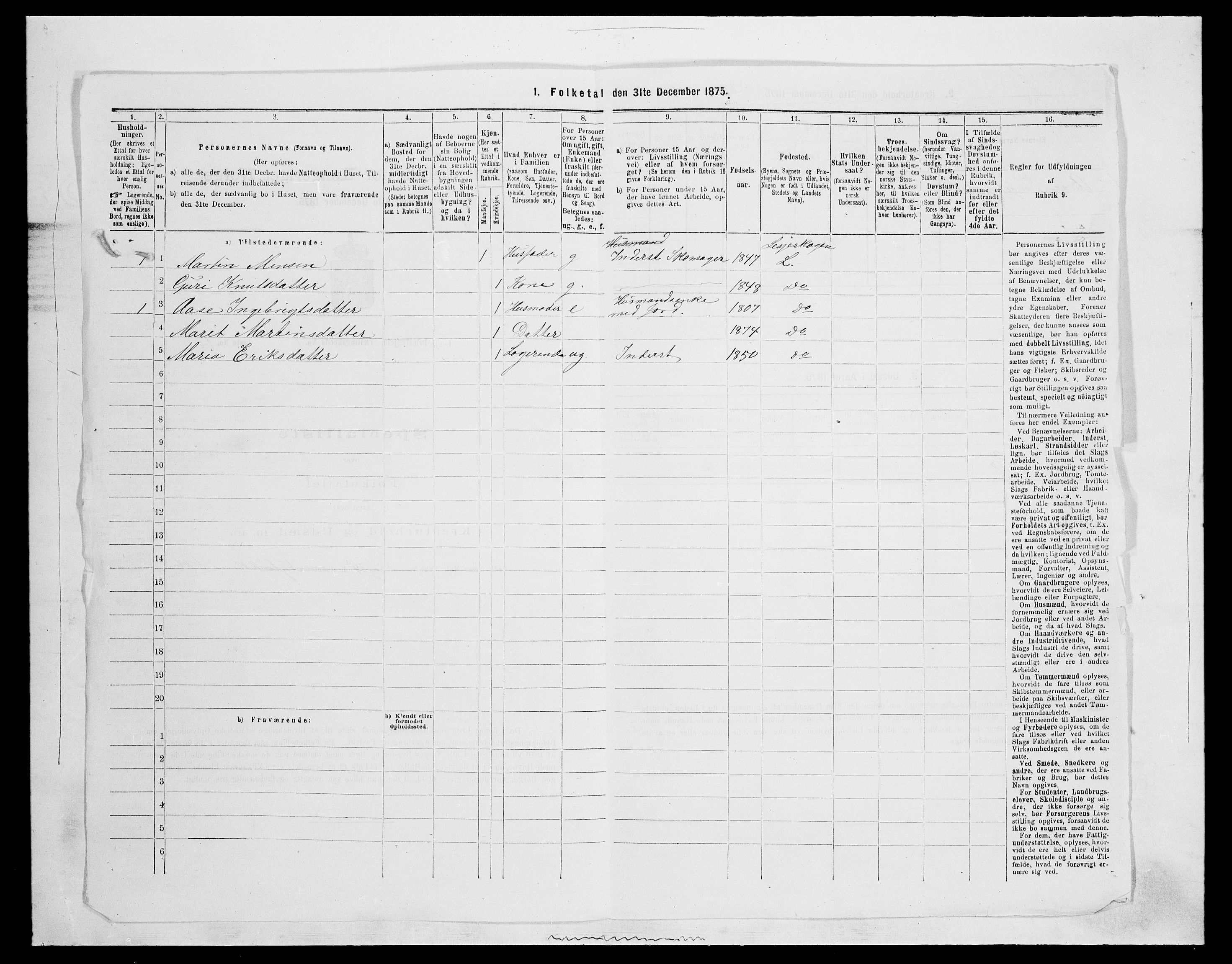 SAH, 1875 census for 0512P Lesja, 1875, p. 215