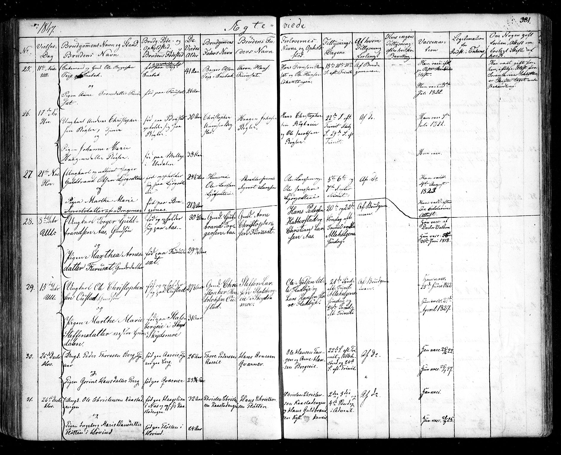 Ullensaker prestekontor Kirkebøker, SAO/A-10236a/F/Fa/L0014.b: Parish register (official) no. I 14B, 1836-1850, p. 381