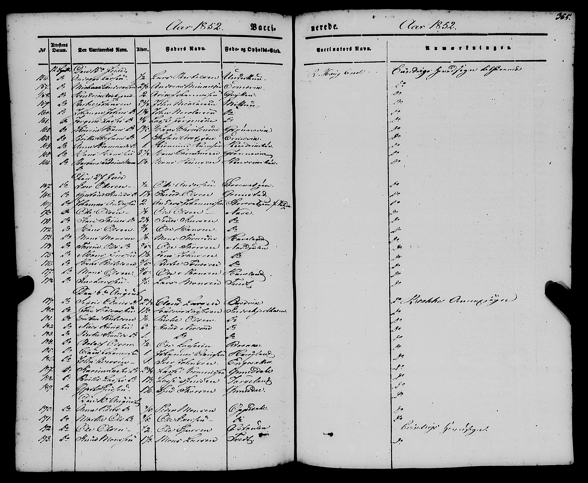 Gulen sokneprestembete, AV/SAB-A-80201/H/Haa/Haaa/L0021: Parish register (official) no. A 21, 1848-1858, p. 365