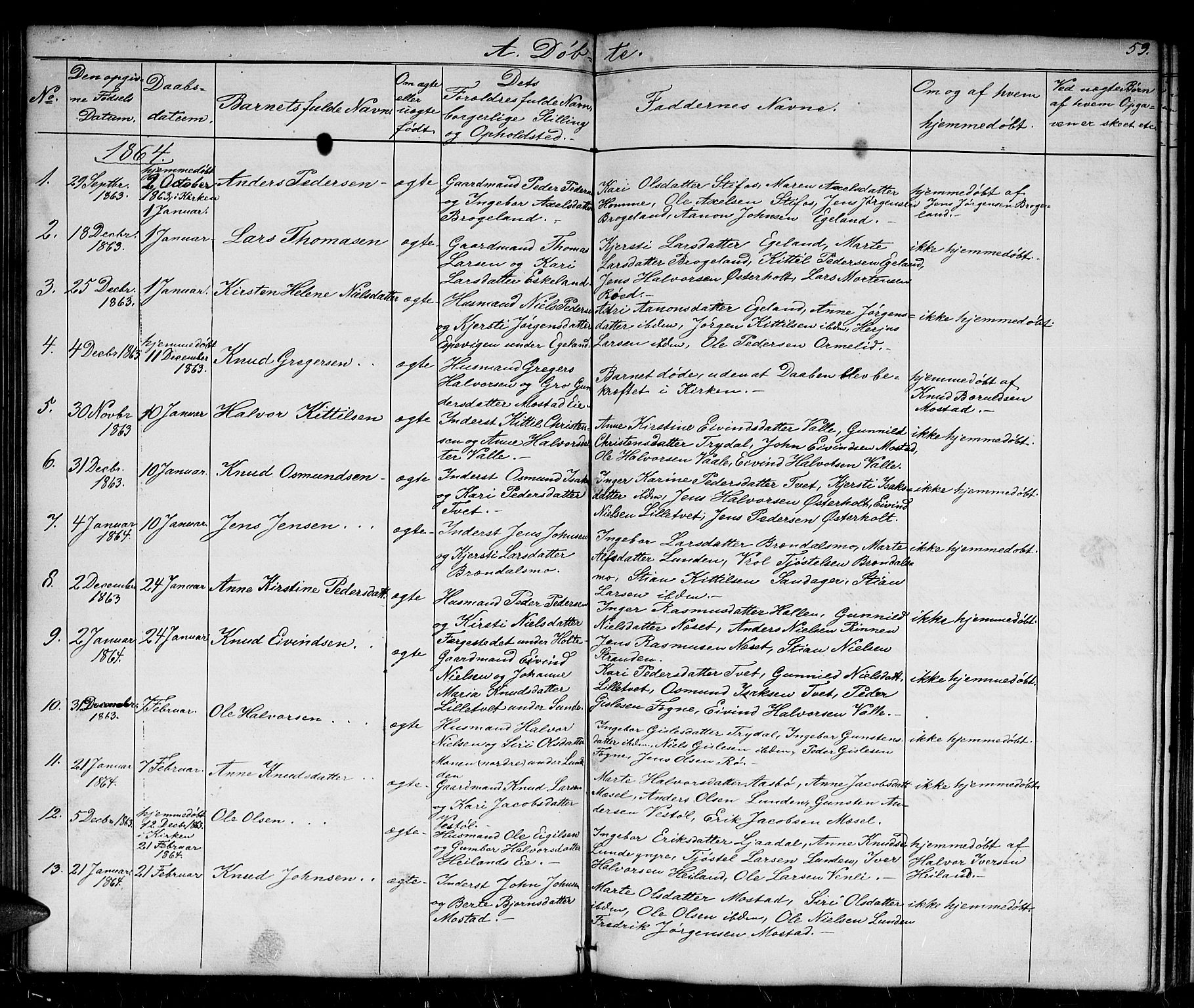 Gjerstad sokneprestkontor, SAK/1111-0014/F/Fb/Fba/L0005: Parish register (copy) no. B 5, 1853-1867, p. 59