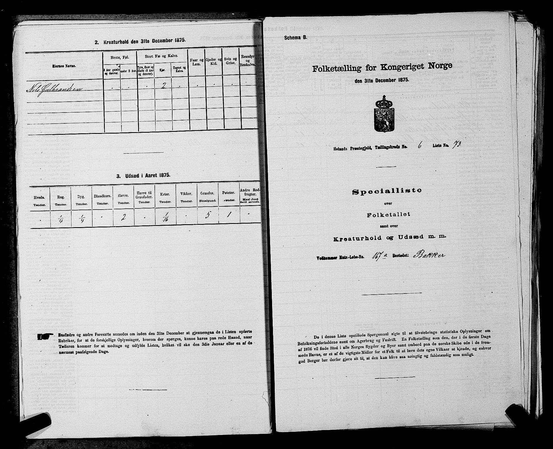 RA, 1875 census for 0221P Høland, 1875, p. 1233