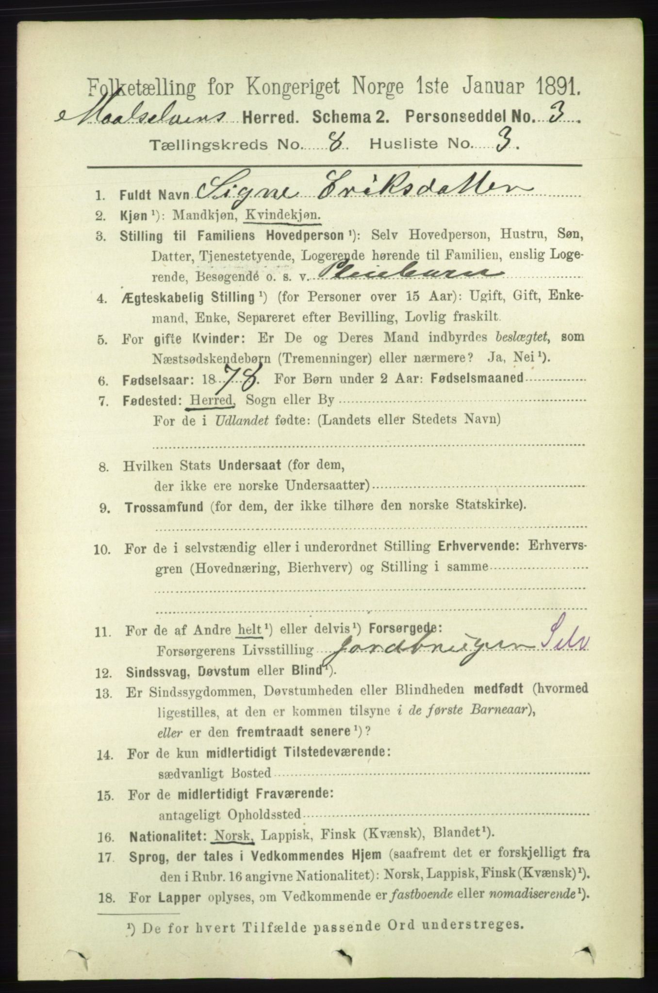 RA, 1891 census for 1924 Målselv, 1891, p. 2550