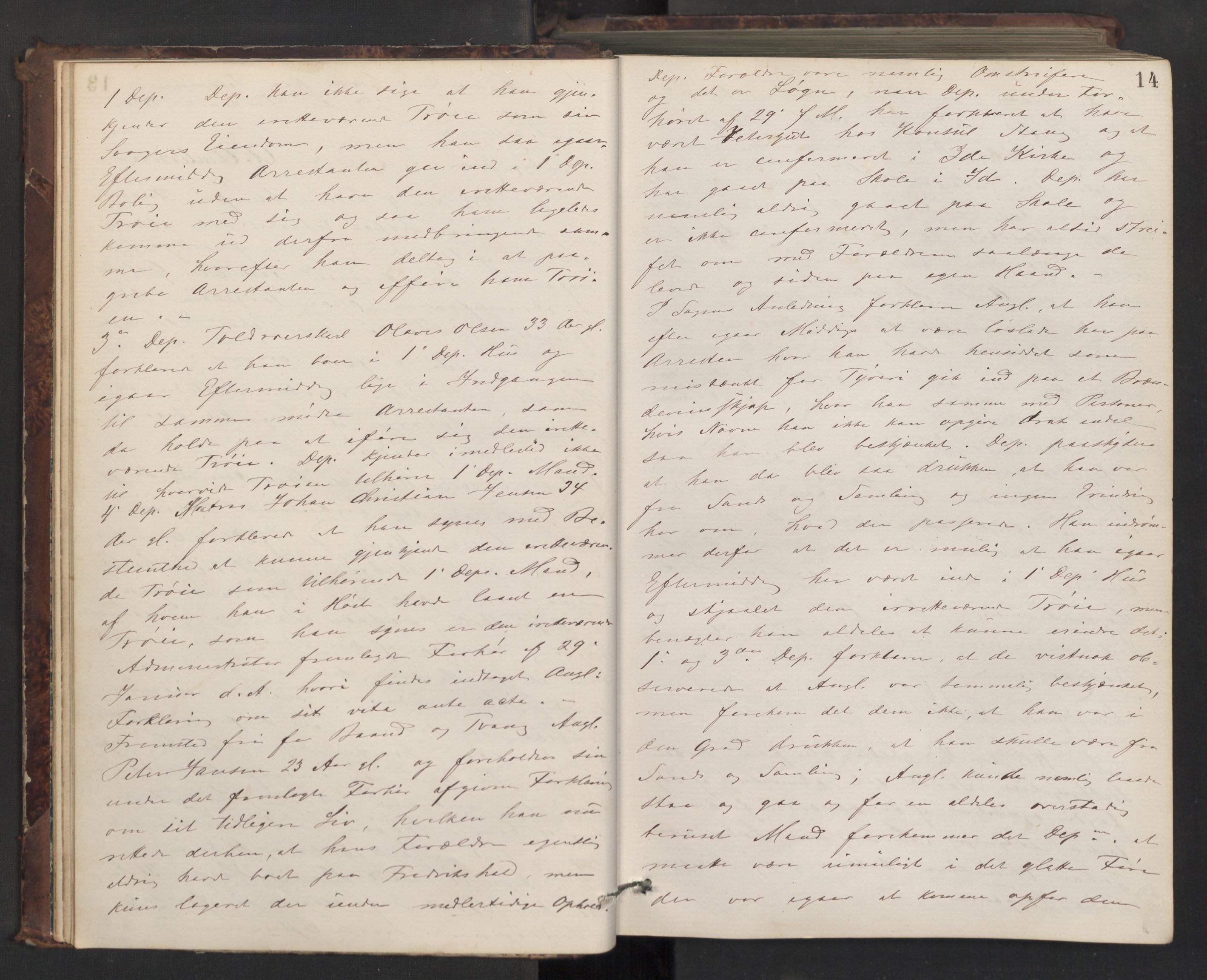 Drøbak byfogd, AV/SAO-A-10144/F/Fb/L0004: Ekstrarettsprotokoll, 1874-1889, p. 13b-14a