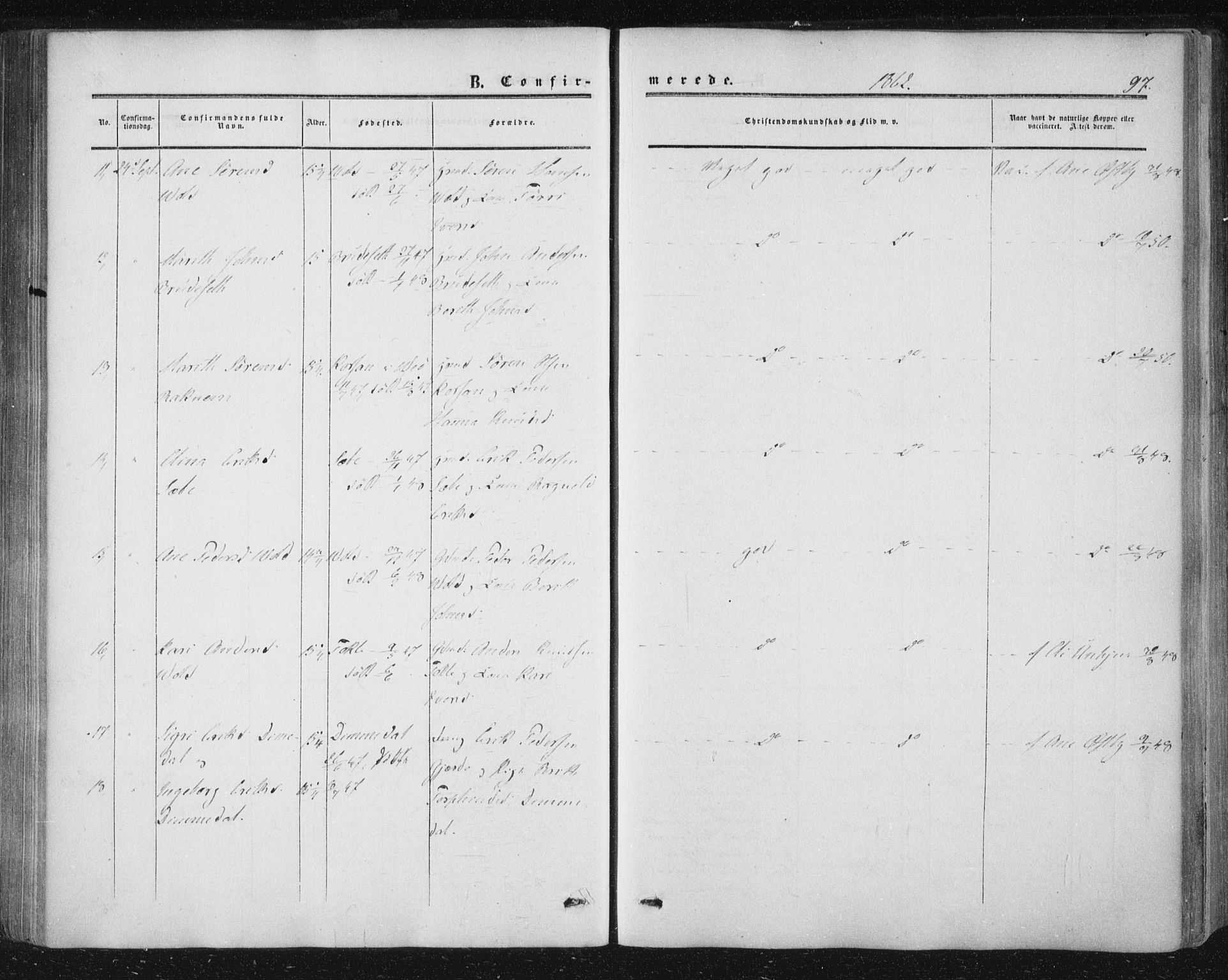 Ministerialprotokoller, klokkerbøker og fødselsregistre - Møre og Romsdal, AV/SAT-A-1454/543/L0562: Parish register (official) no. 543A02, 1854-1884, p. 97