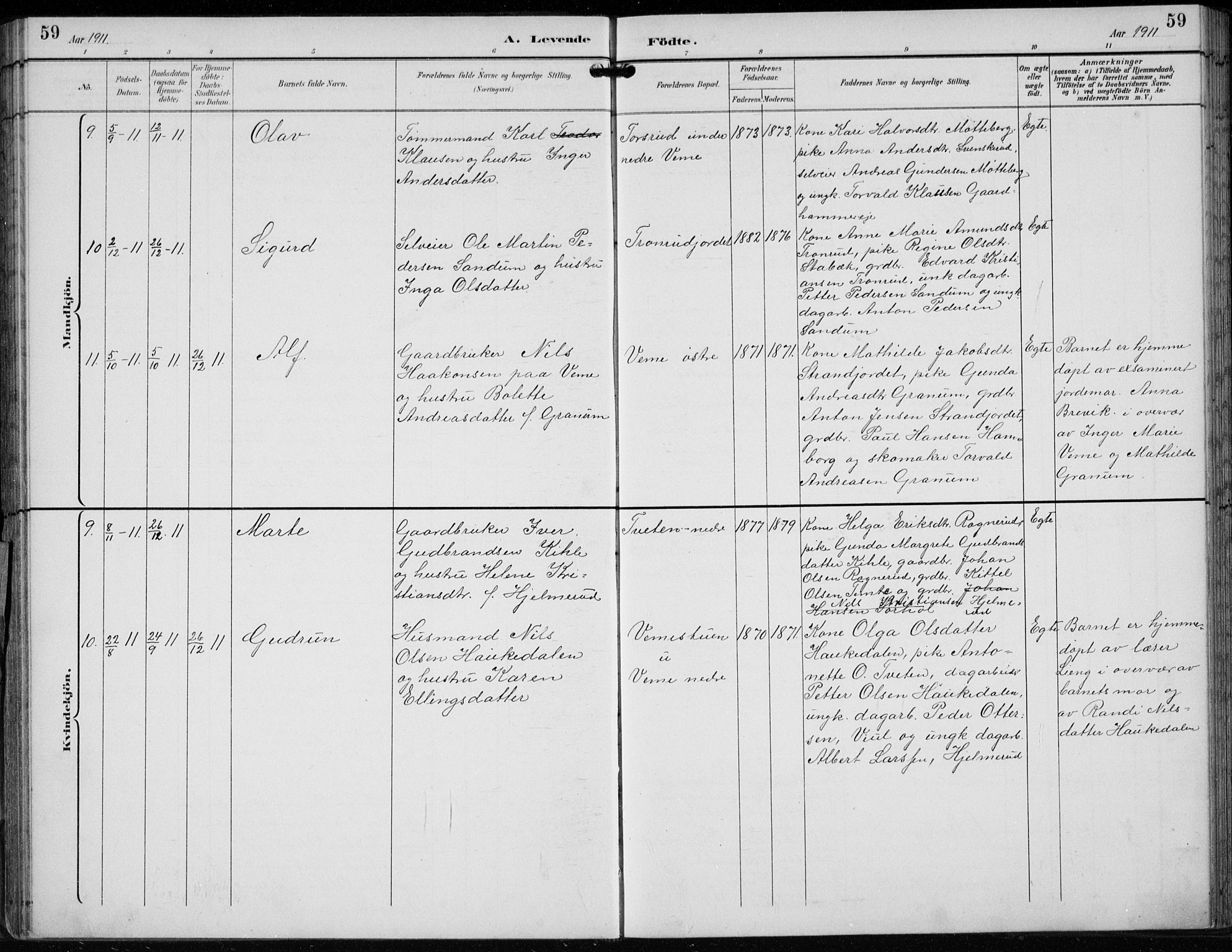 Lunder kirkebøker, AV/SAKO-A-629/F/Fb/L0001: Parish register (official) no. II 1, 1893-1916, p. 59