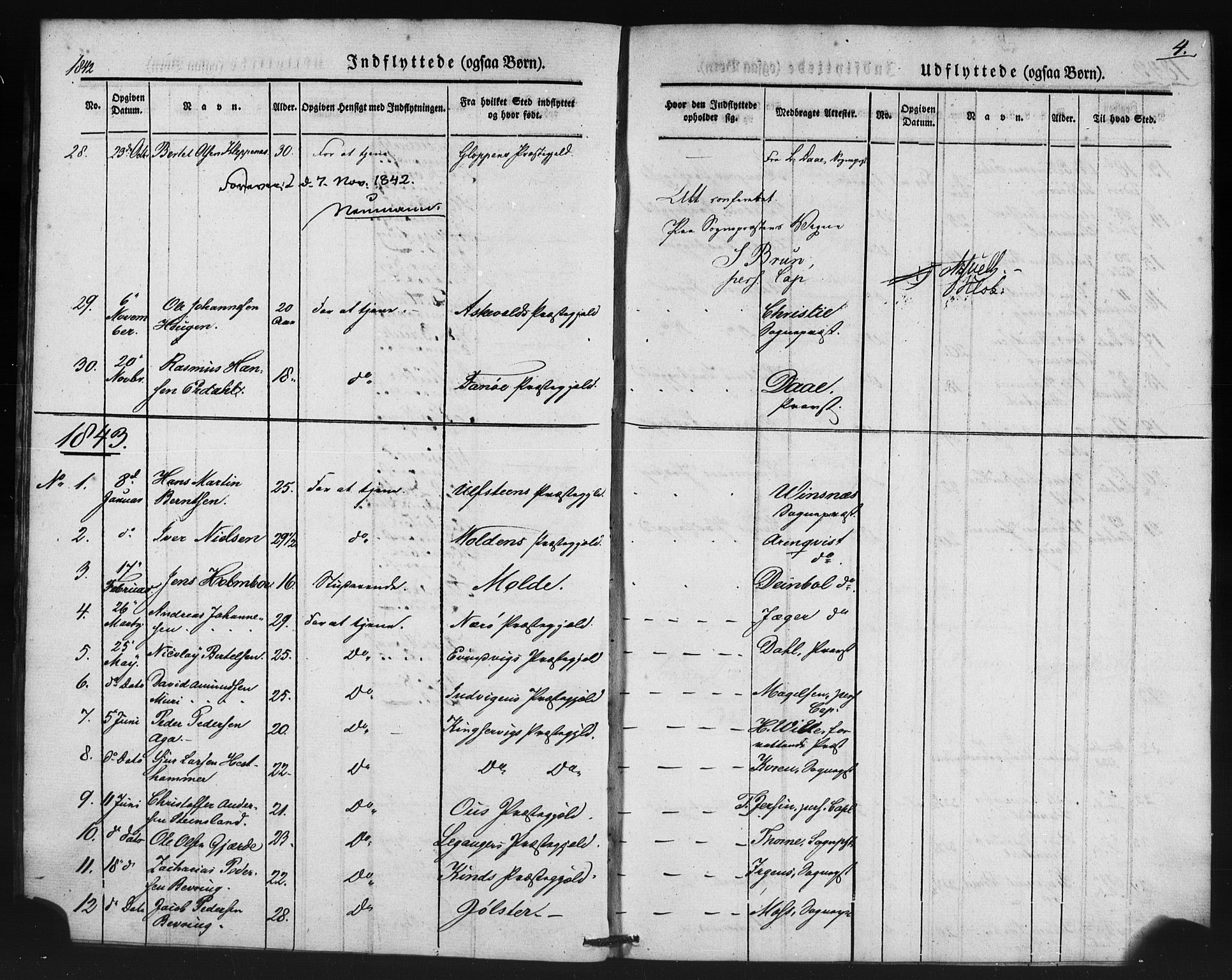 Domkirken sokneprestembete, SAB/A-74801/H/Haa/L0046: Parish register (official) no. F 1, 1841-1852, p. 4