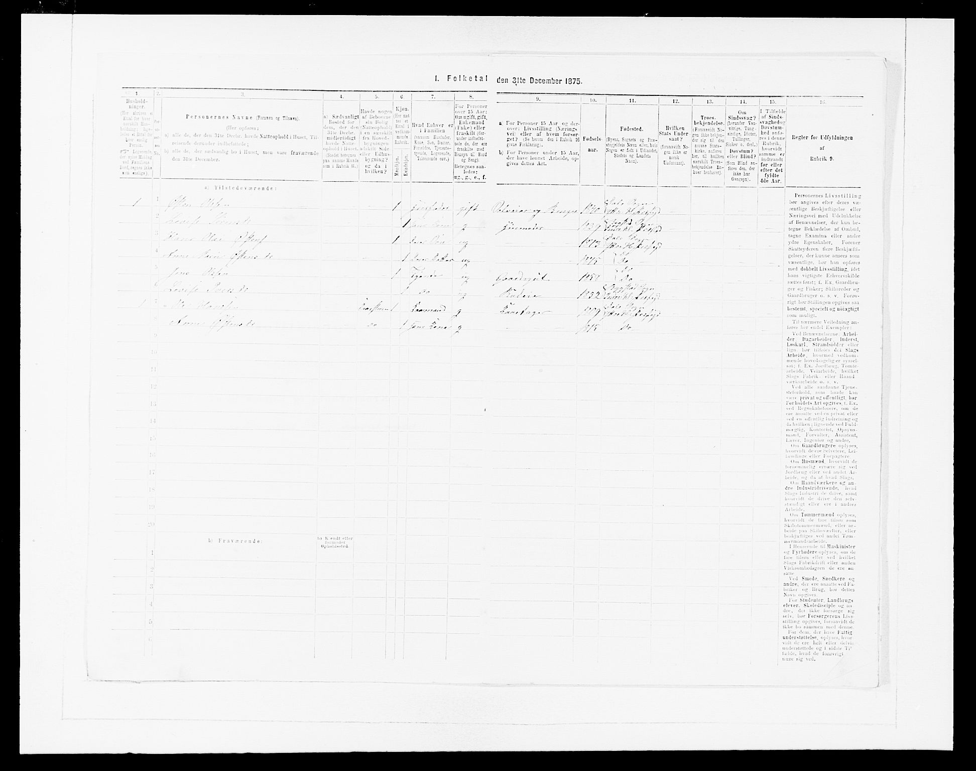 SAB, 1875 census for 1429P Ytre Holmedal, 1875, p. 551