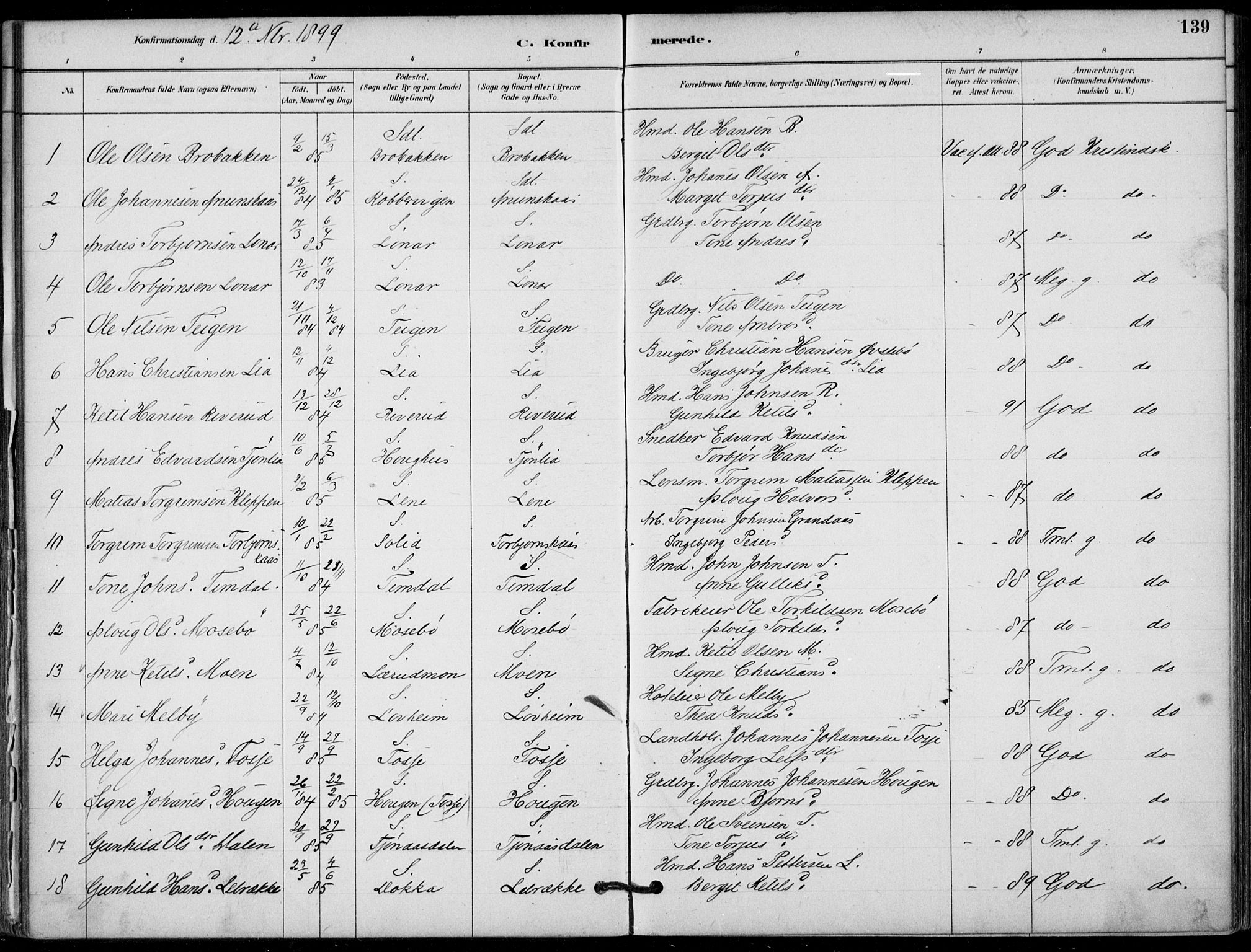 Hjartdal kirkebøker, SAKO/A-270/F/Fb/L0002: Parish register (official) no. II 2, 1880-1932, p. 139