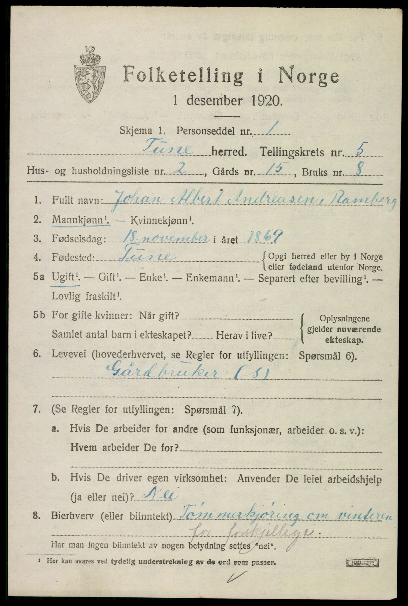 SAO, 1920 census for Tune, 1920, p. 5448