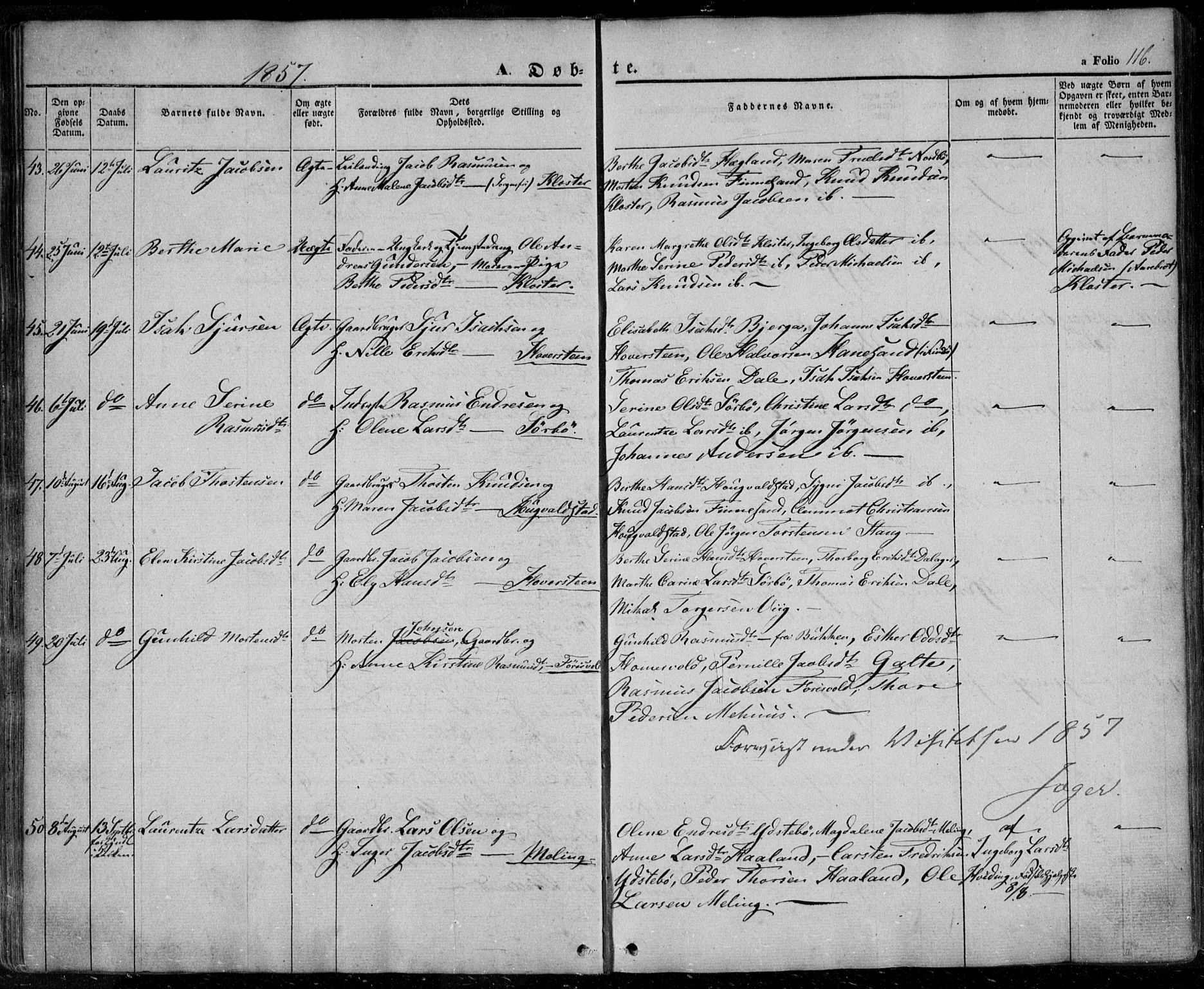 Rennesøy sokneprestkontor, AV/SAST-A -101827/H/Ha/Haa/L0005: Parish register (official) no. A 5, 1838-1859, p. 116