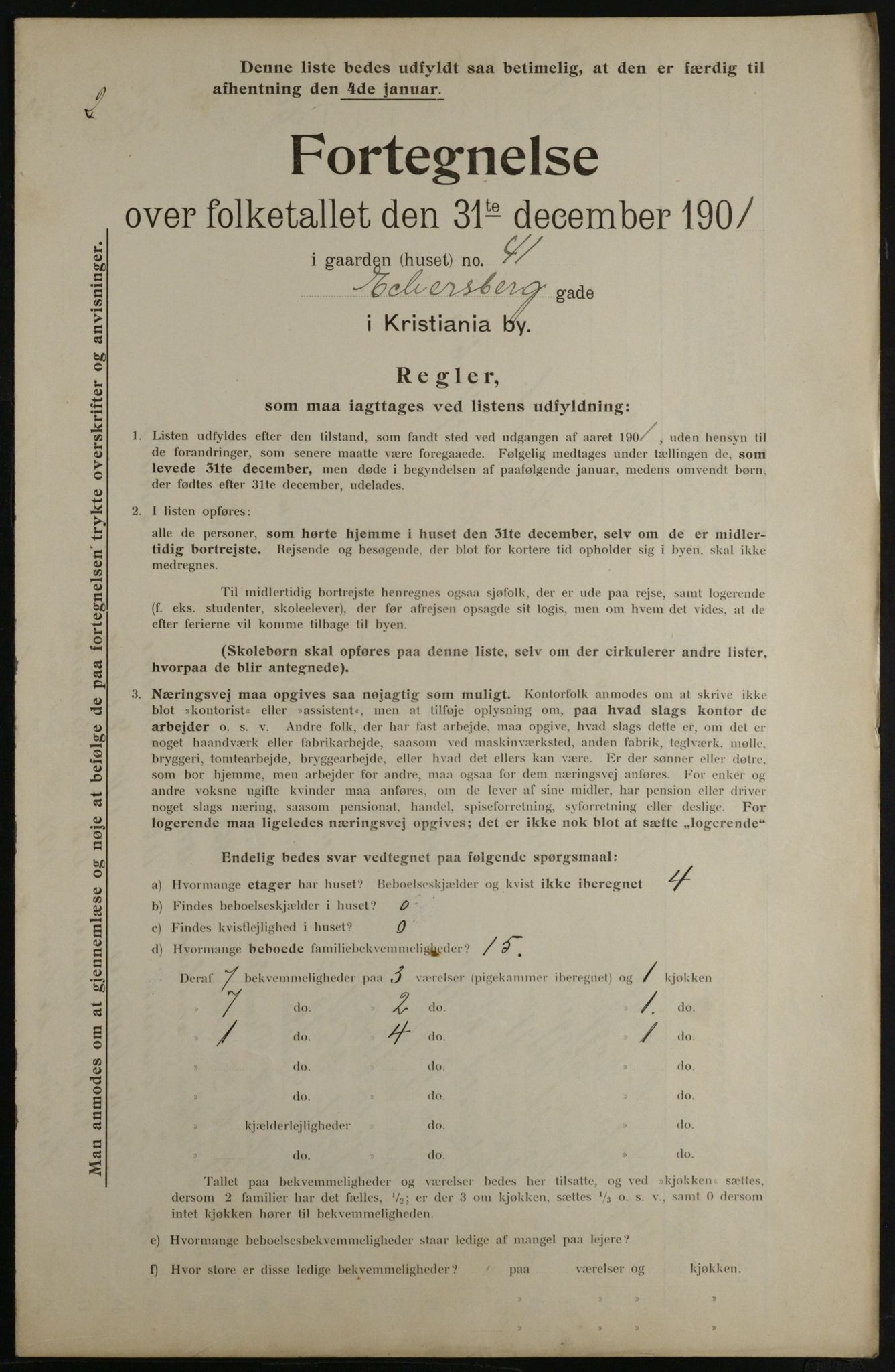 OBA, Municipal Census 1901 for Kristiania, 1901, p. 3010