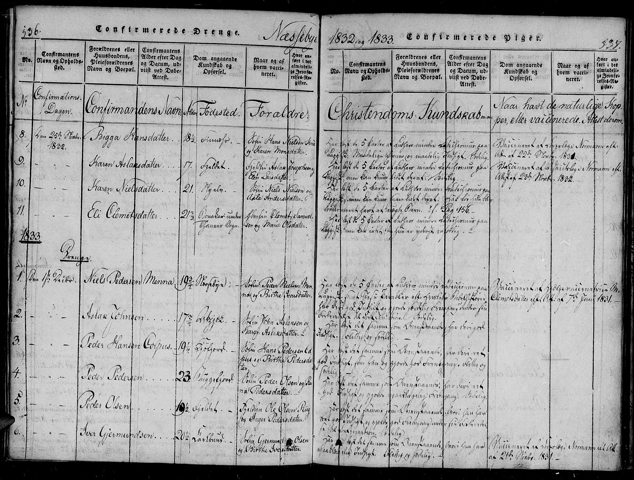 Vadsø sokneprestkontor, SATØ/S-1325/H/Ha/L0003kirke: Parish register (official) no. 3 /2, 1821-1839, p. 536-537