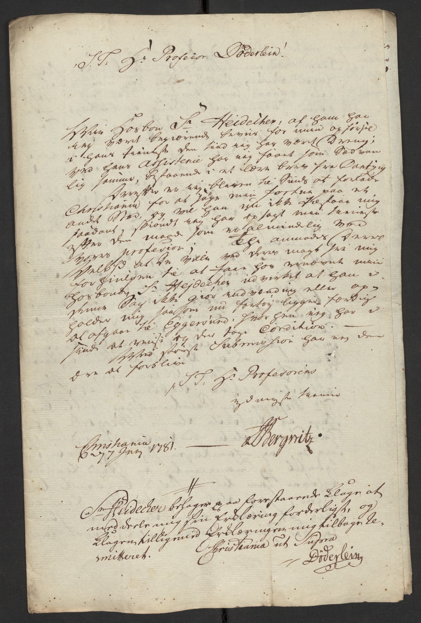 Oslo politidistrikt, AV/SAO-A-10085/D/Da/L0003: Innkomne brev, pro memoria m.v., 1781, p. 227