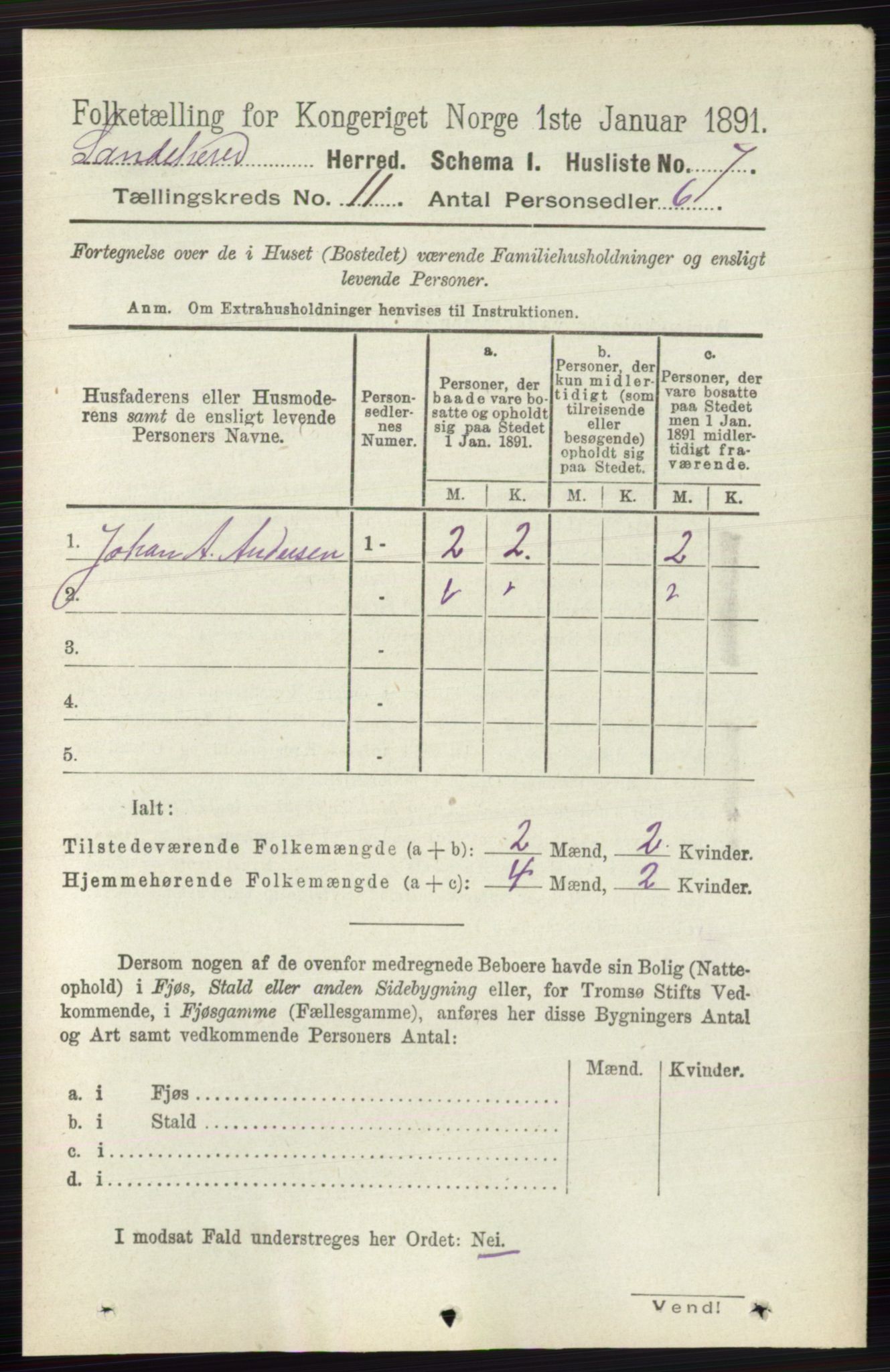 RA, 1891 census for 0724 Sandeherred, 1891, p. 6618