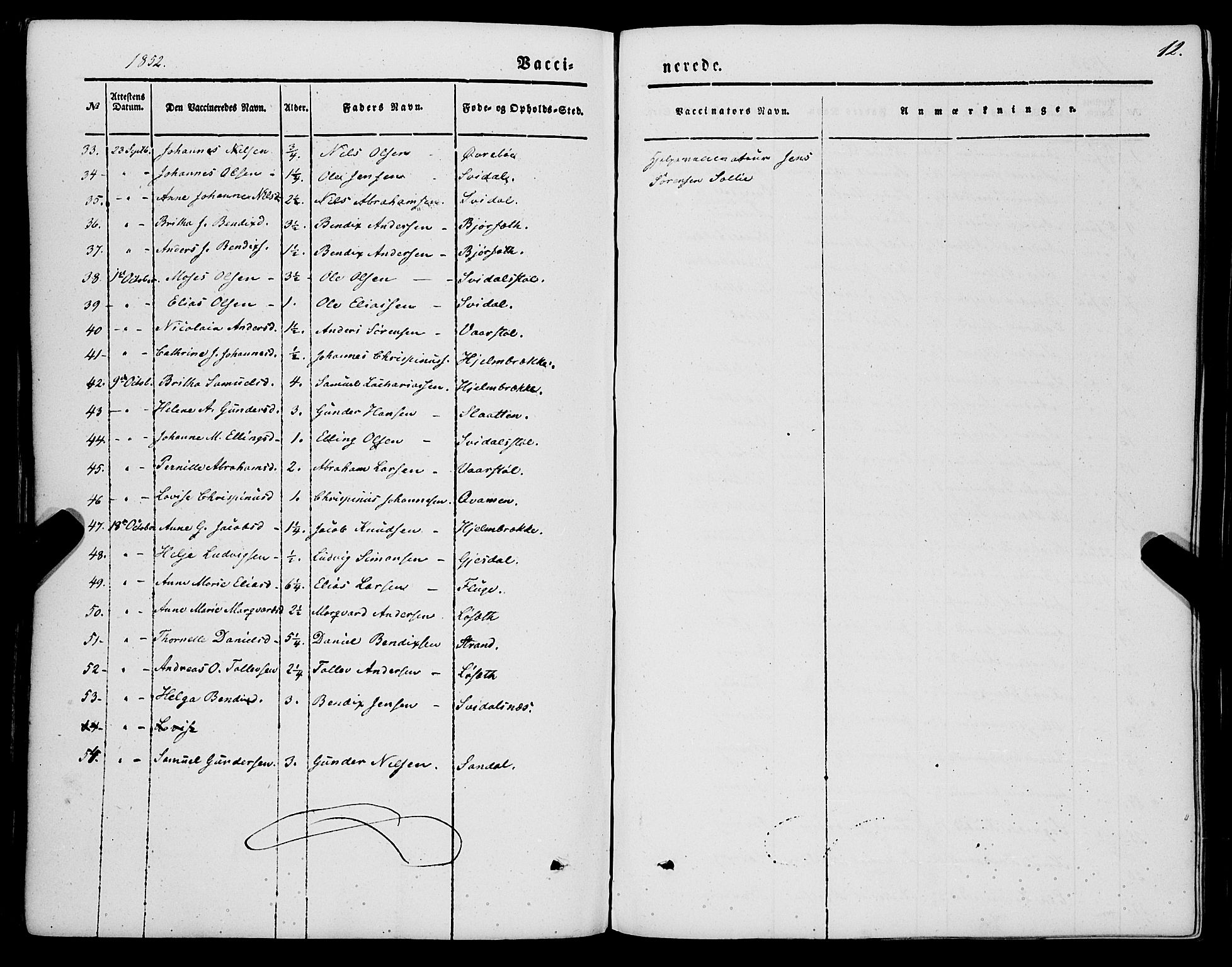 Jølster sokneprestembete, AV/SAB-A-80701/H/Haa/Haaa/L0010: Parish register (official) no. A 10, 1847-1865, p. 12