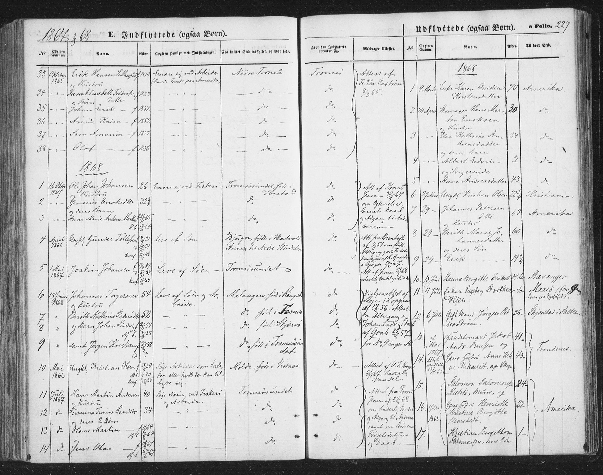 Tromsø sokneprestkontor/stiftsprosti/domprosti, SATØ/S-1343/G/Ga/L0012kirke: Parish register (official) no. 12, 1865-1871, p. 227