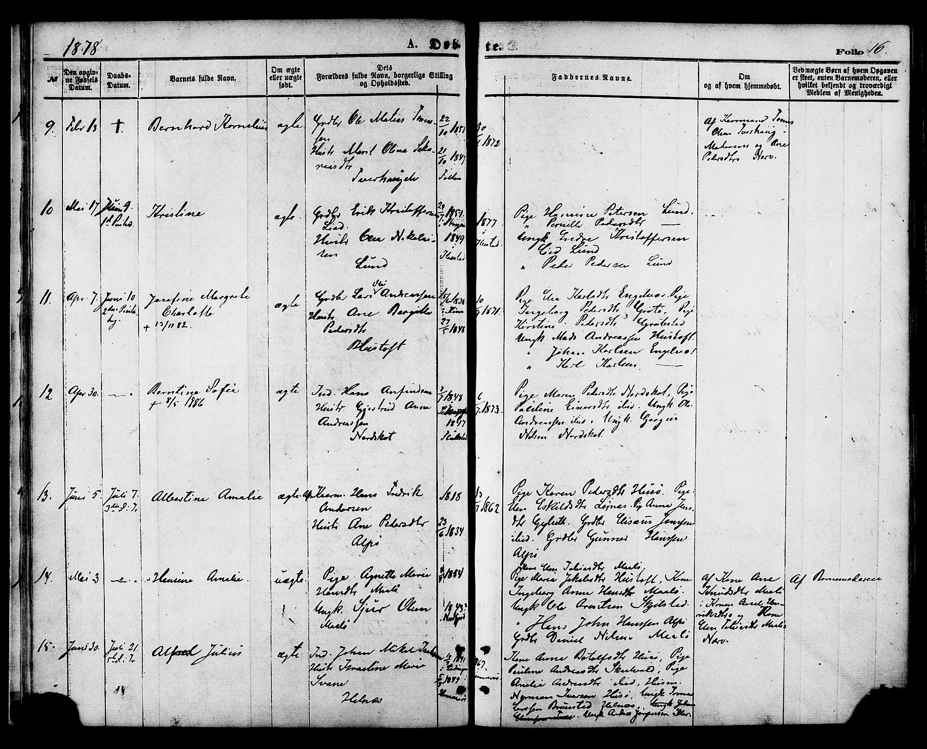 Ministerialprotokoller, klokkerbøker og fødselsregistre - Nordland, AV/SAT-A-1459/857/L0821: Parish register (official) no. 857A01, 1875-1889, p. 16