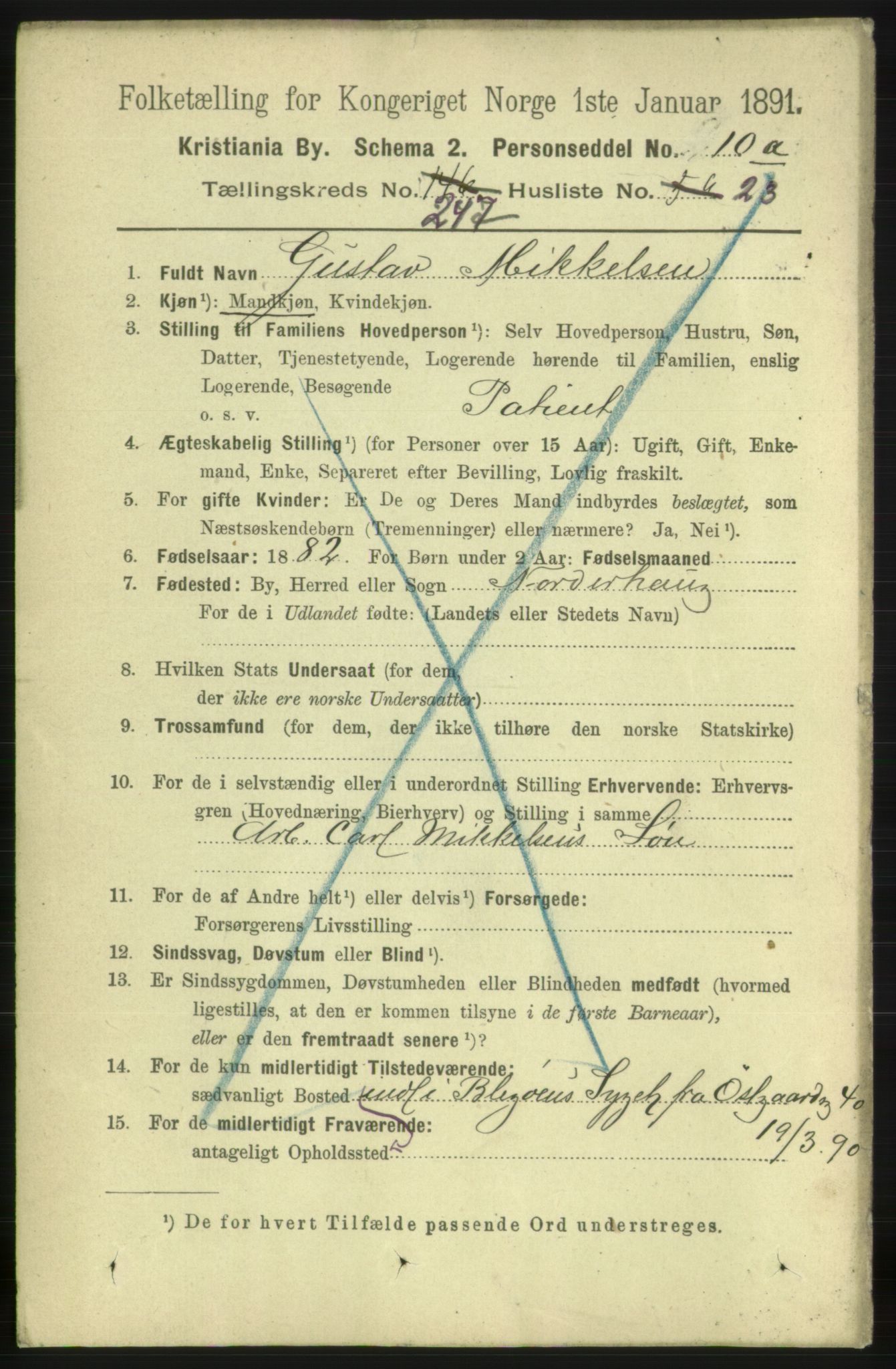 RA, 1891 census for 0301 Kristiania, 1891, p. 150982