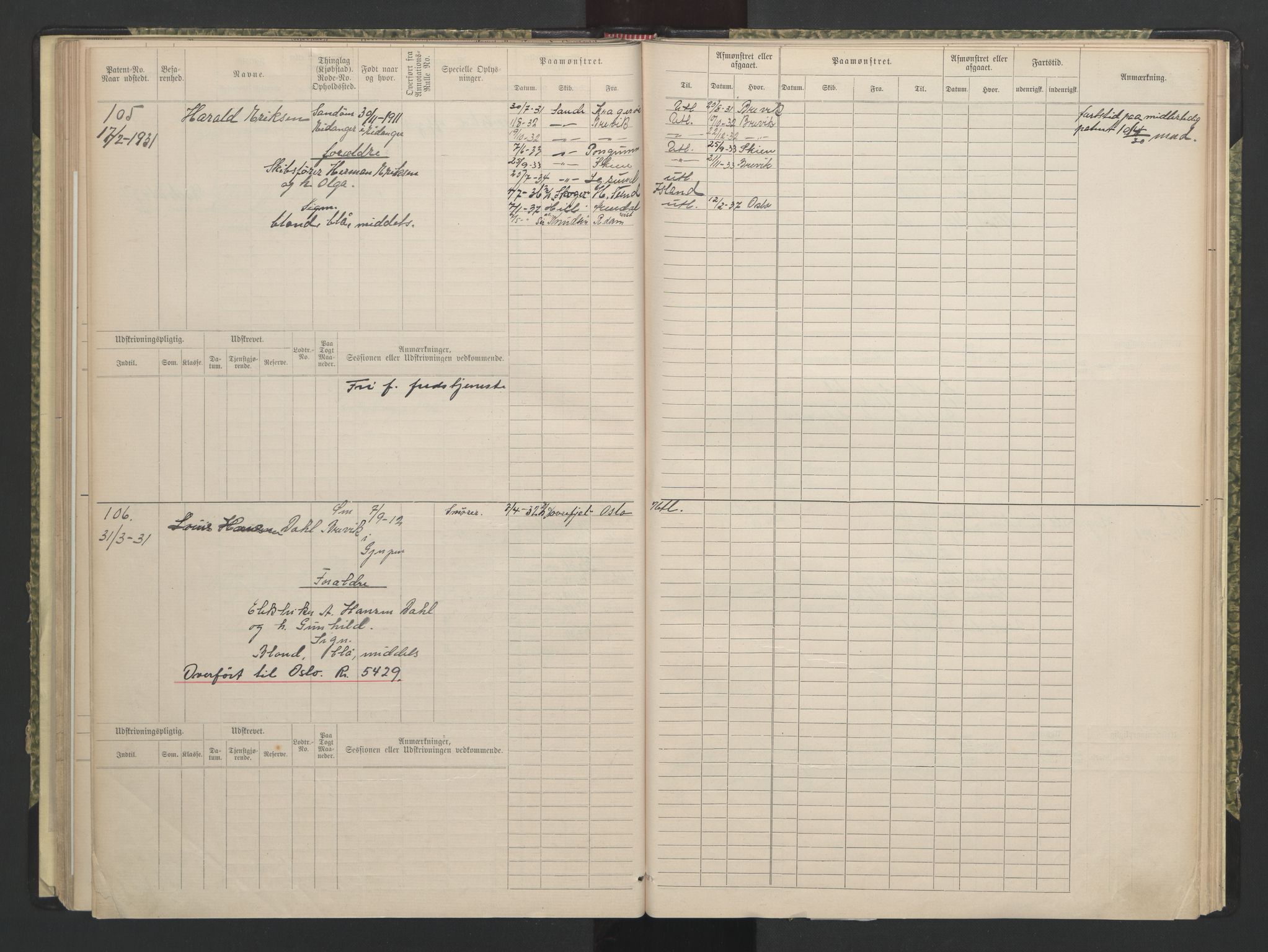 Brevik innrulleringskontor, AV/SAKO-A-833/F/Fc/L0002: Diverse ruller, 1860-1948, p. 115