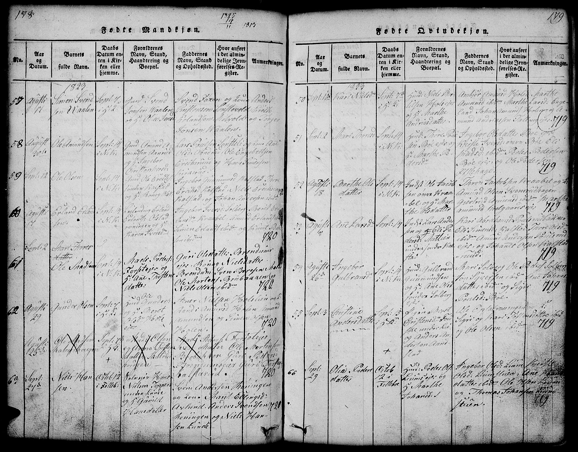 Gausdal prestekontor, AV/SAH-PREST-090/H/Ha/Hab/L0001: Parish register (copy) no. 1, 1817-1848, p. 178-179