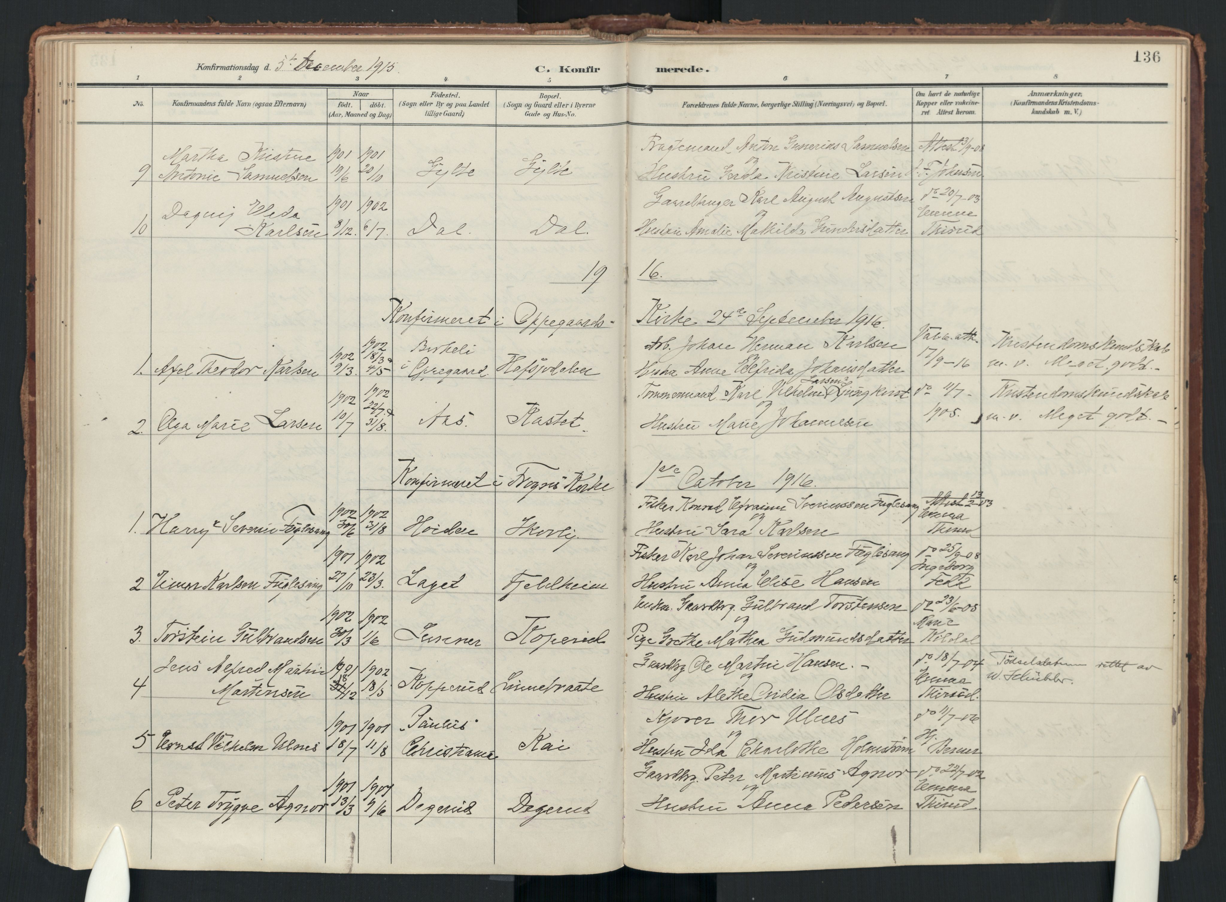 Drøbak prestekontor Kirkebøker, SAO/A-10142a/F/Fc/L0003: Parish register (official) no. III 3, 1901-1920, p. 136