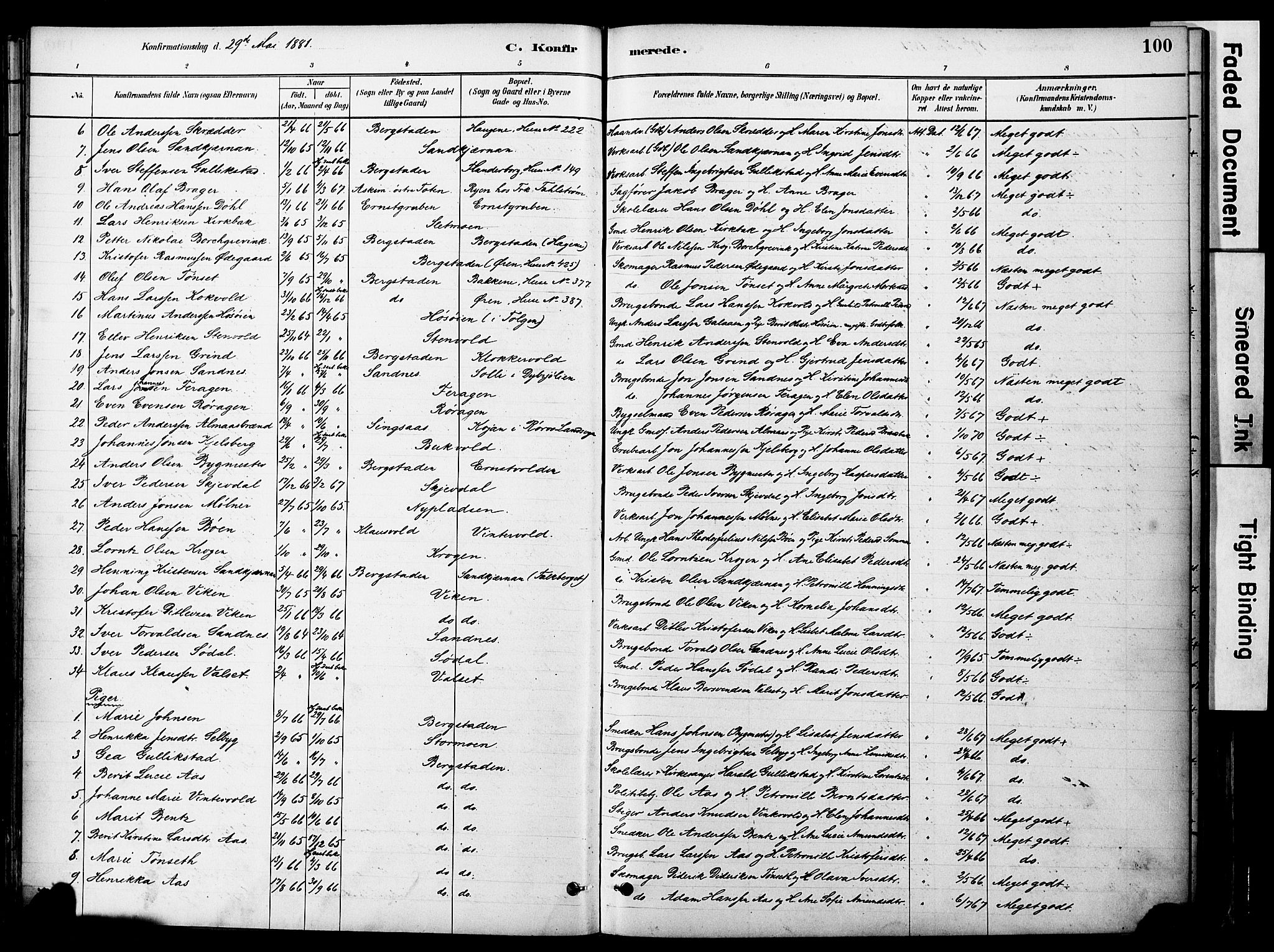 Ministerialprotokoller, klokkerbøker og fødselsregistre - Sør-Trøndelag, AV/SAT-A-1456/681/L0933: Parish register (official) no. 681A11, 1879-1890, p. 100