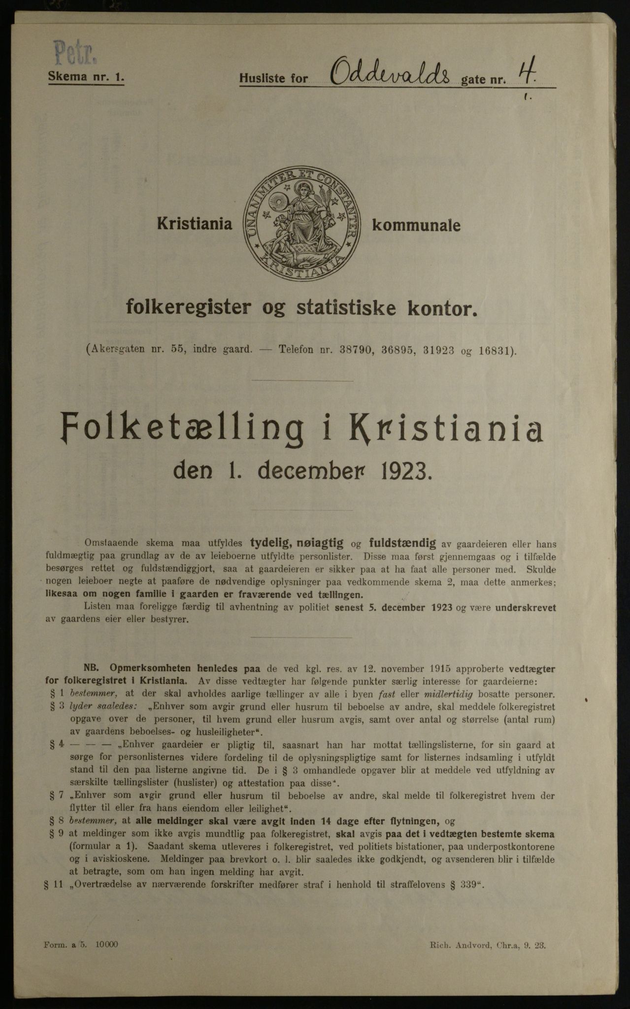 OBA, Municipal Census 1923 for Kristiania, 1923, p. 81742