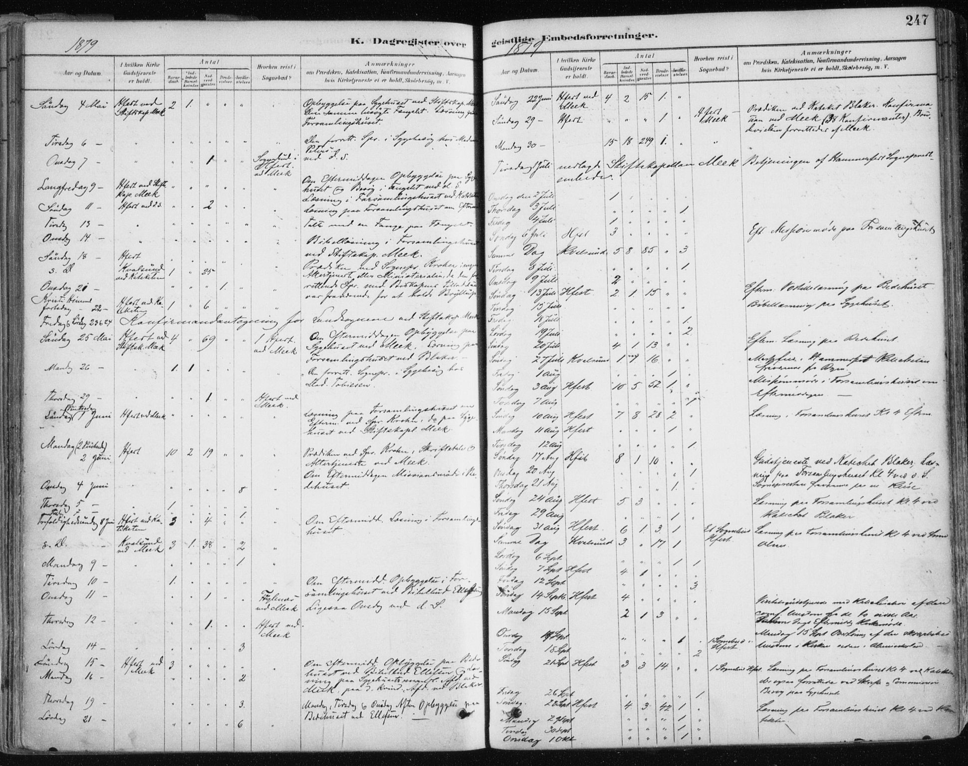 Hammerfest sokneprestkontor, AV/SATØ-S-1347/H/Ha/L0008.kirke: Parish register (official) no. 8, 1878-1889, p. 247