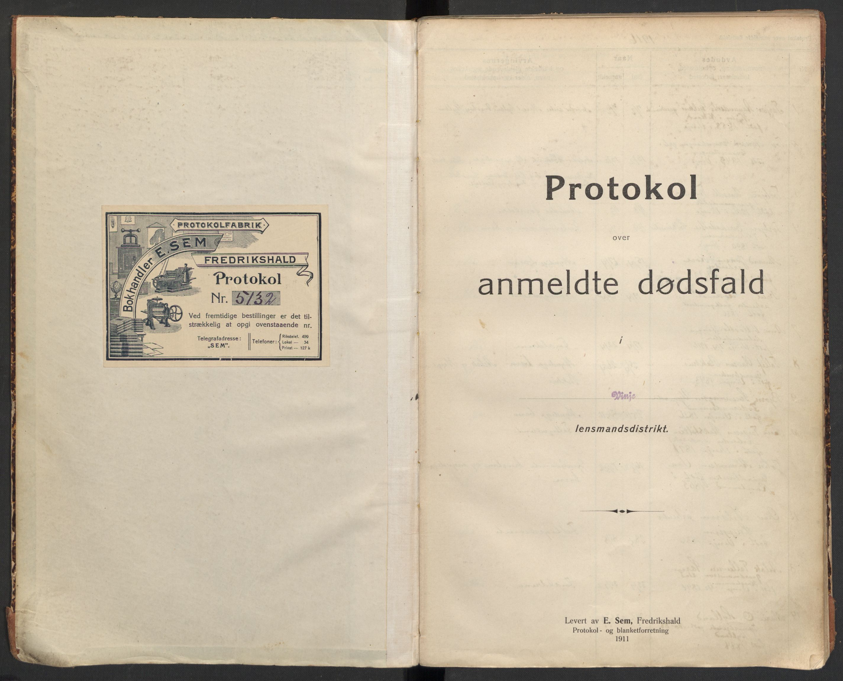 Vinje lensmannskontor, SAKO/A-578/H/Ha/L0001: Dødsanmeldelsesprotokoll , 1916-1932