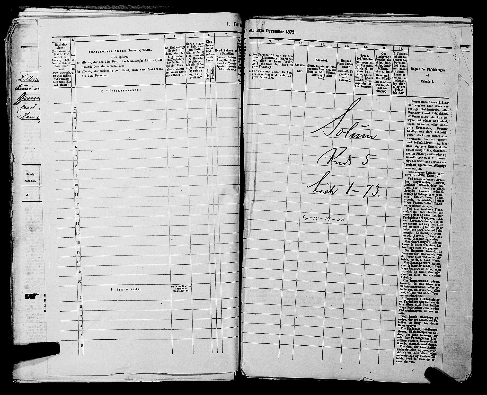 SAKO, 1875 census for 0818P Solum, 1875, p. 827