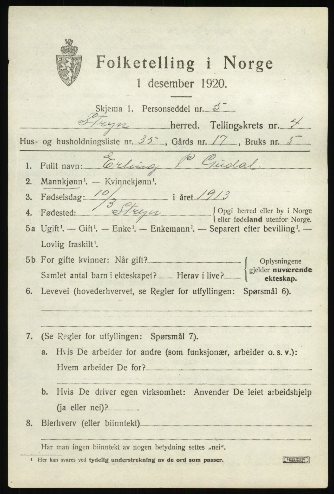 SAB, 1920 census for Stryn, 1920, p. 2140