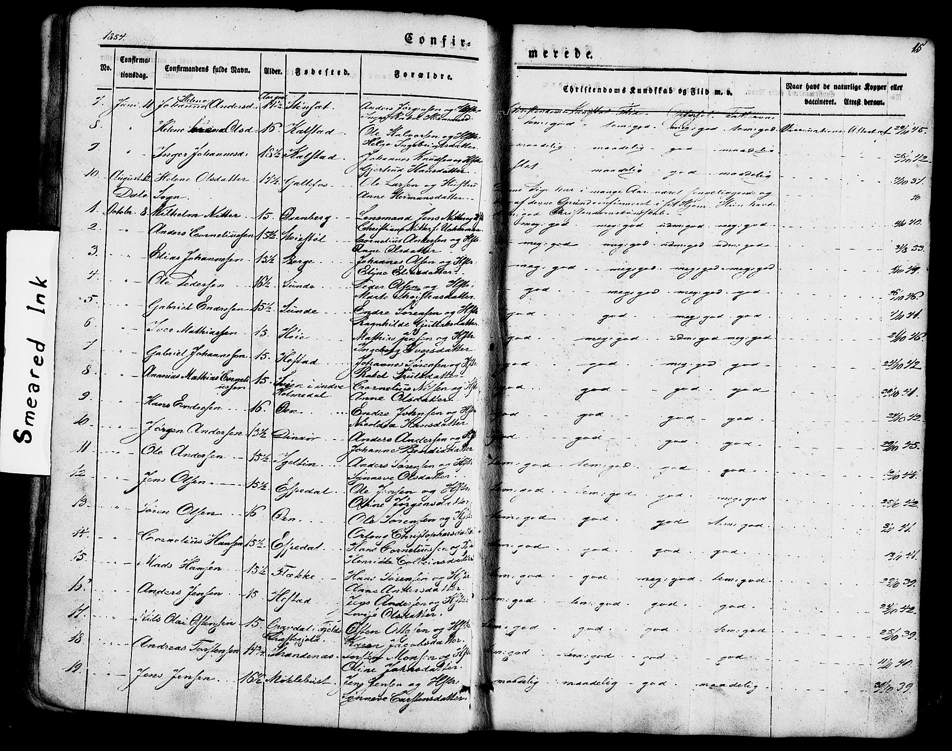 Fjaler sokneprestembete, SAB/A-79801/H/Haa/Haaa/L0008: Parish register (official) no. A 8, 1850-1886, p. 15