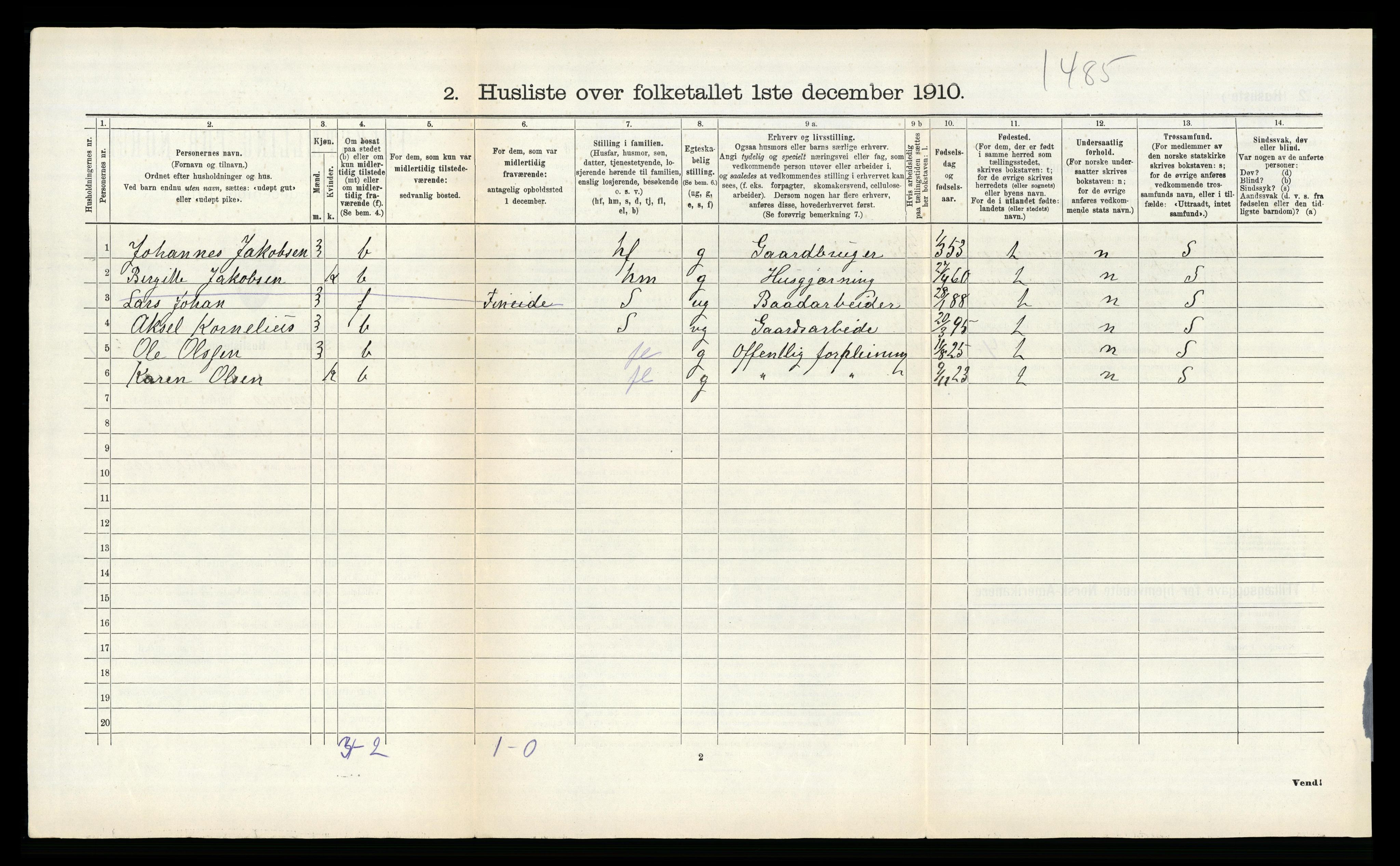 RA, 1910 census for Hemnes, 1910, p. 619