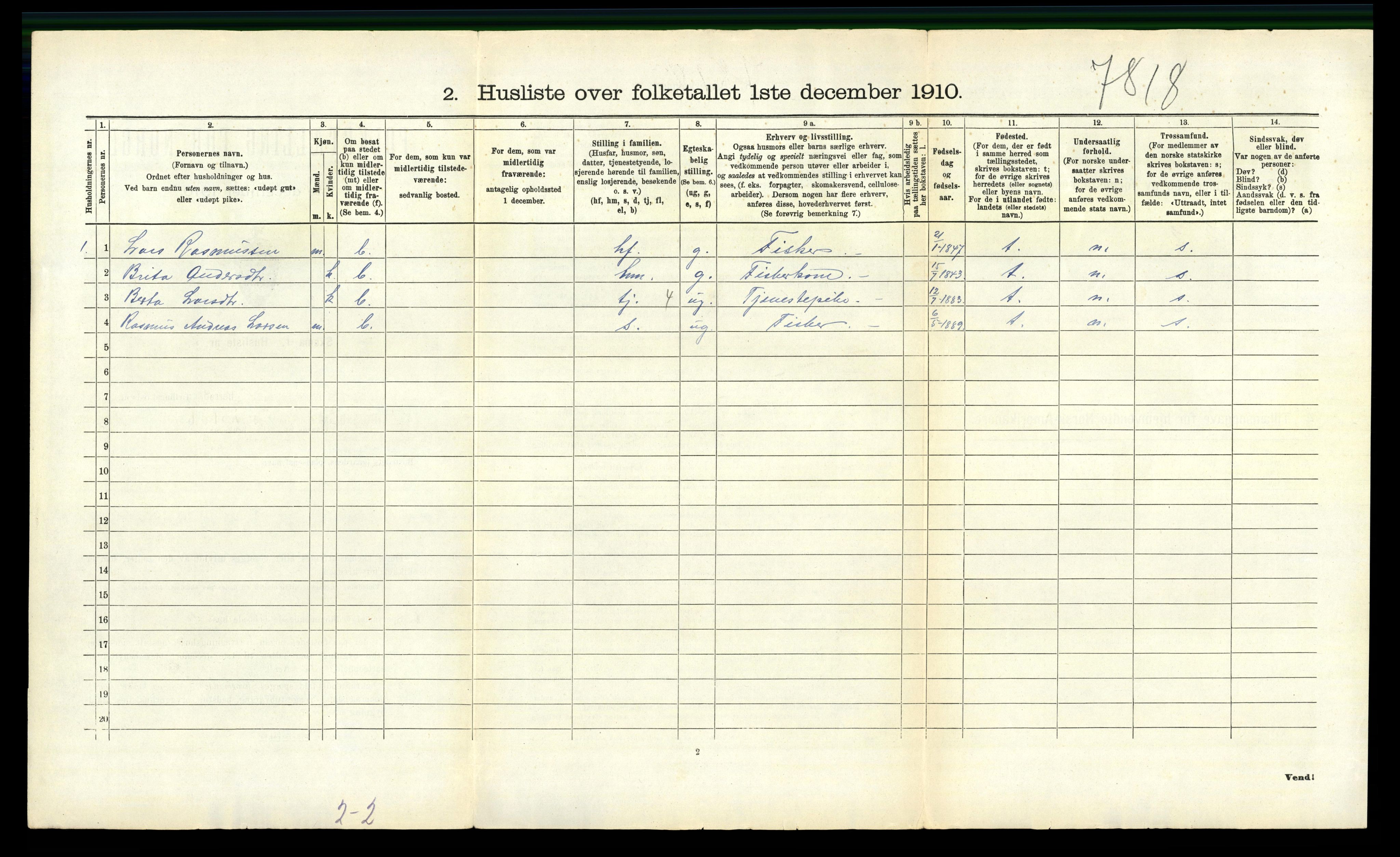 RA, 1910 census for Finnås, 1910, p. 641